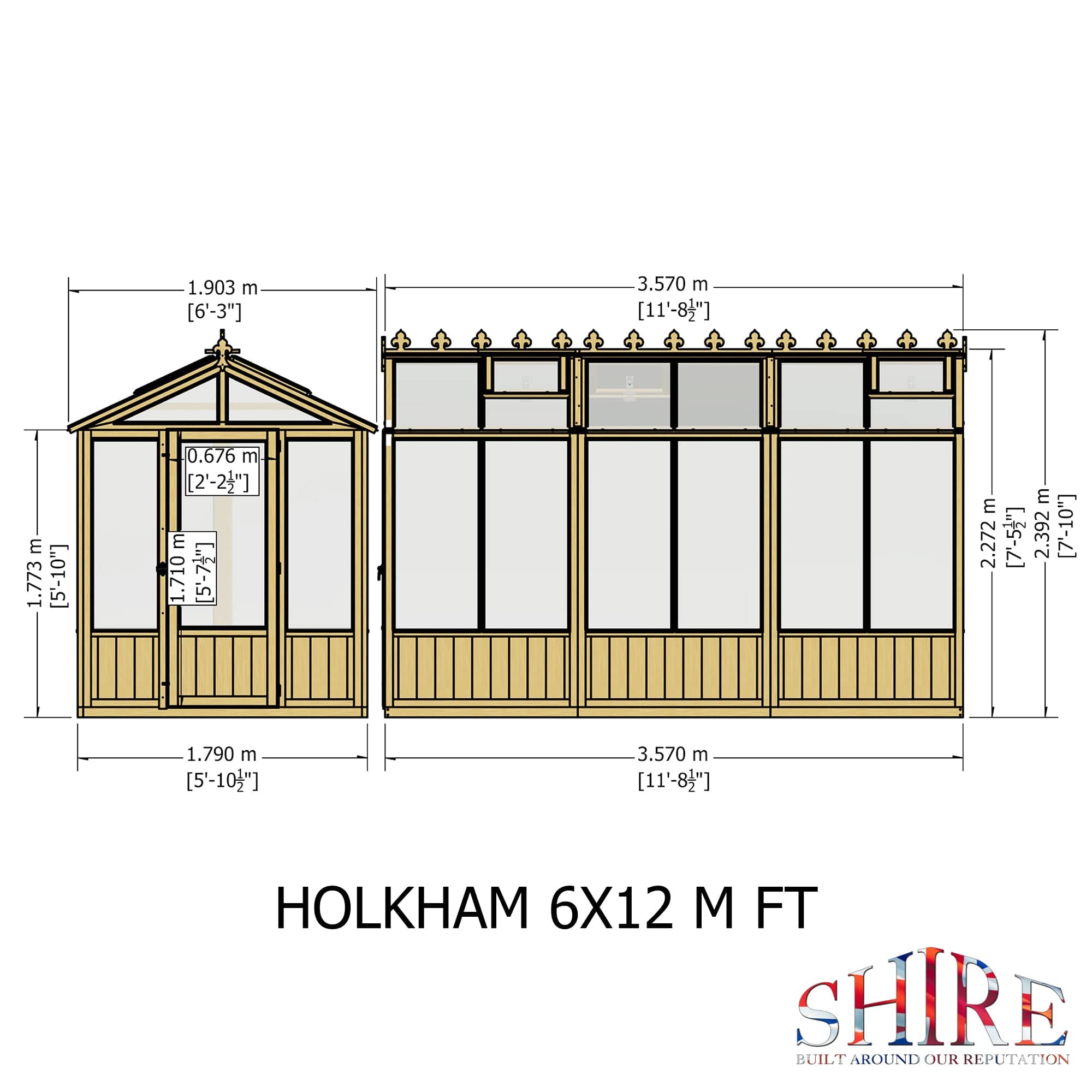 Shire Holkham 6 x 12 Wooden Greenhouse
