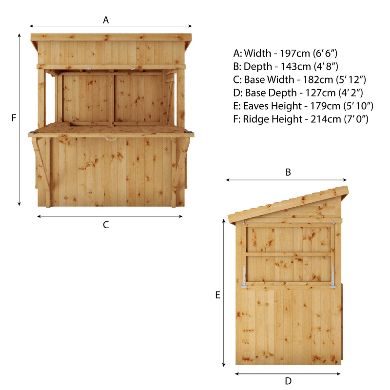 Mercia 6 x 4 Premium Pressure Treated Garden Bar With Shutters