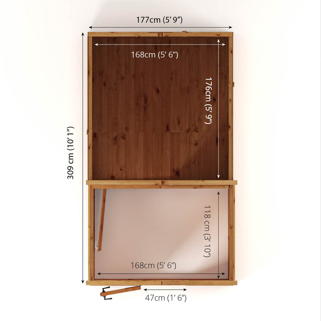 Mercia 10 x 6 Premium Woodsman Apex Styrene Combi Greenhouse