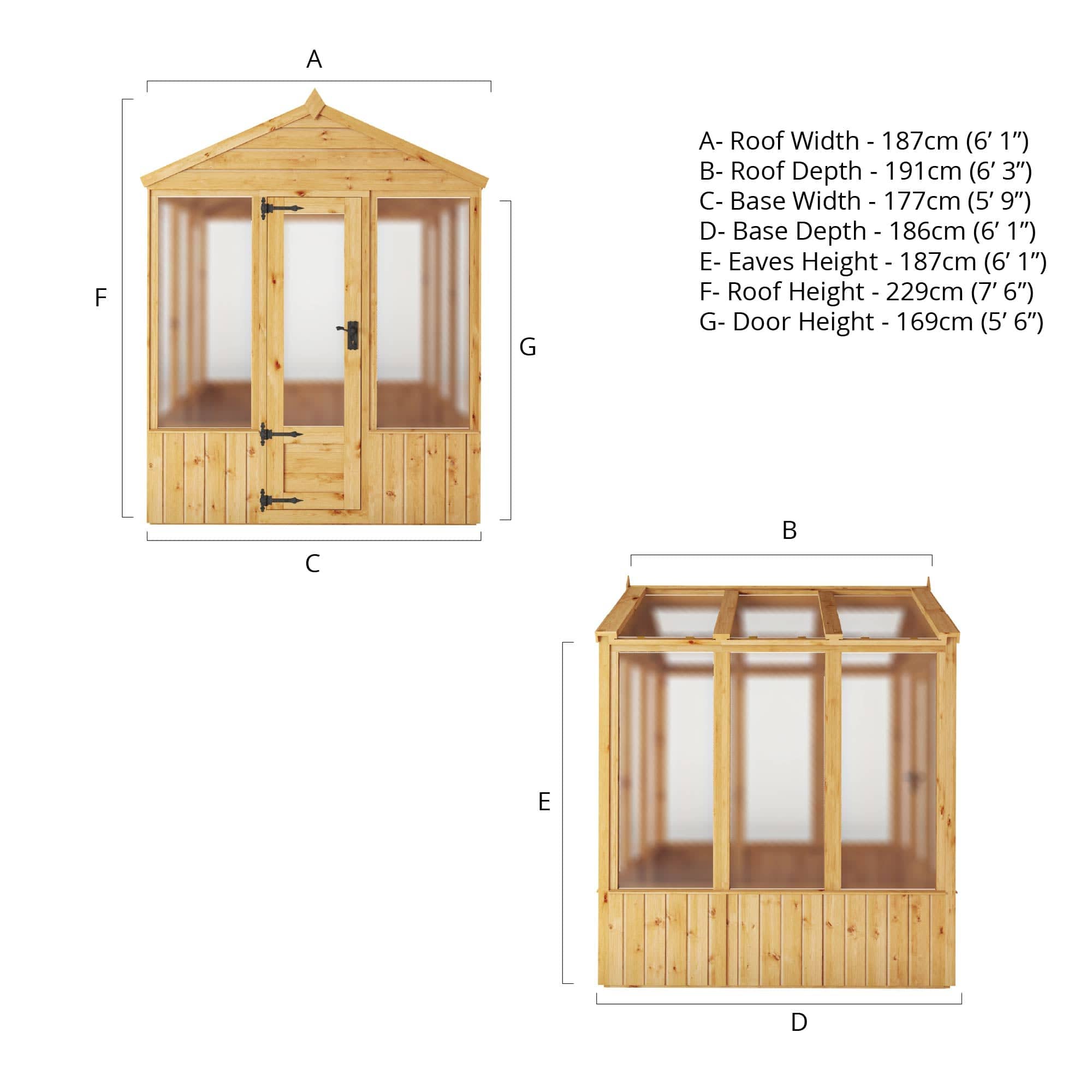 Mercia 6 x 6 Premium Woodsman Apex Polycarbonate Greenhouse