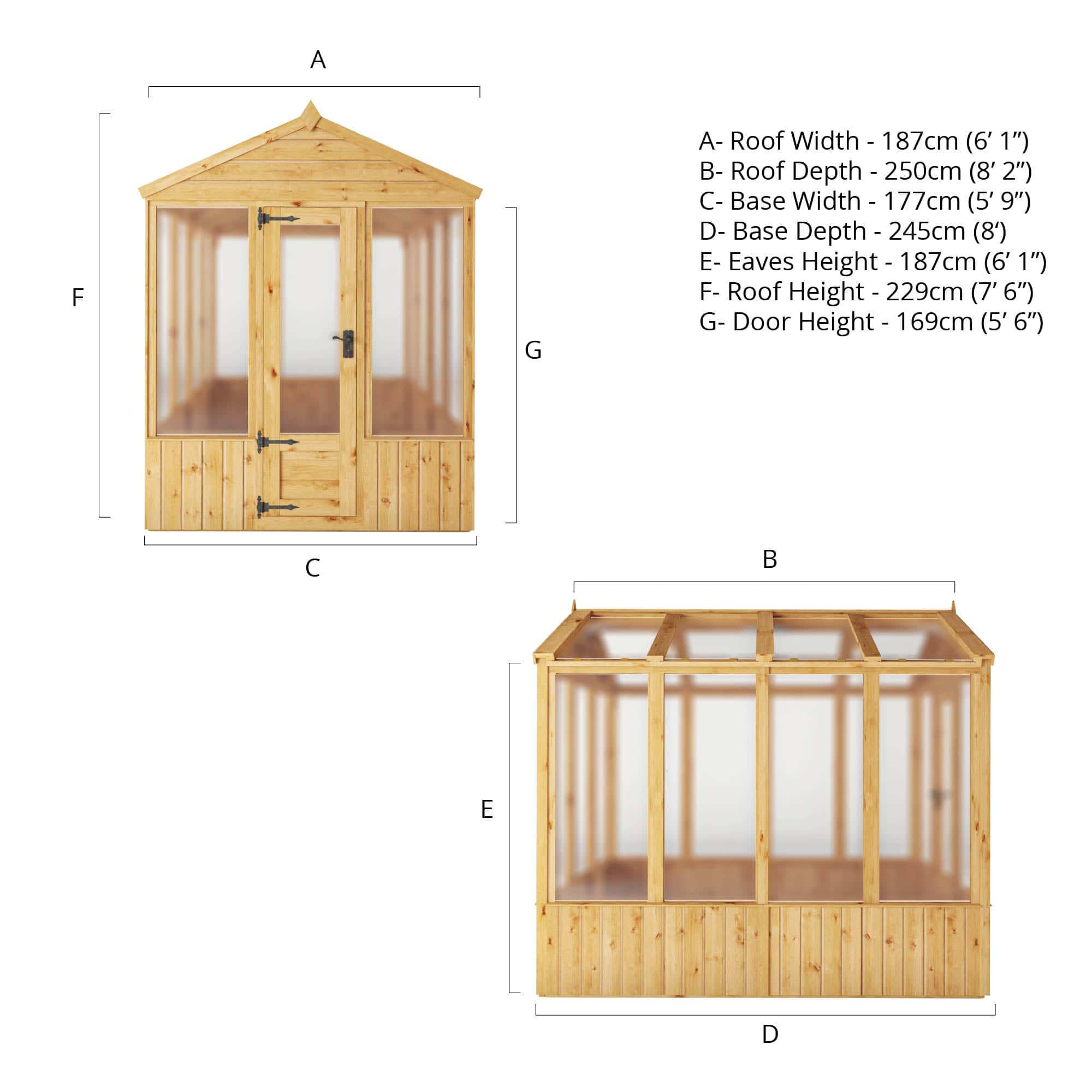 Mercia 8 x 6 Premium Woodsman Apex Polycarbonate Greenhouse