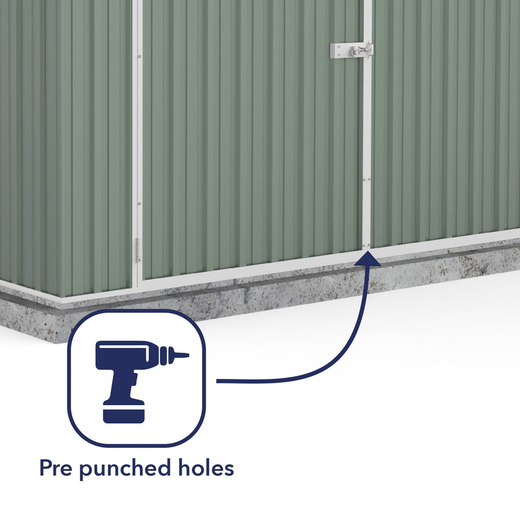 Absco 10 x 20 Utility Metal Apex Workshop (3m x 6m) Pale Eucalyptus - Anchor Kit Included