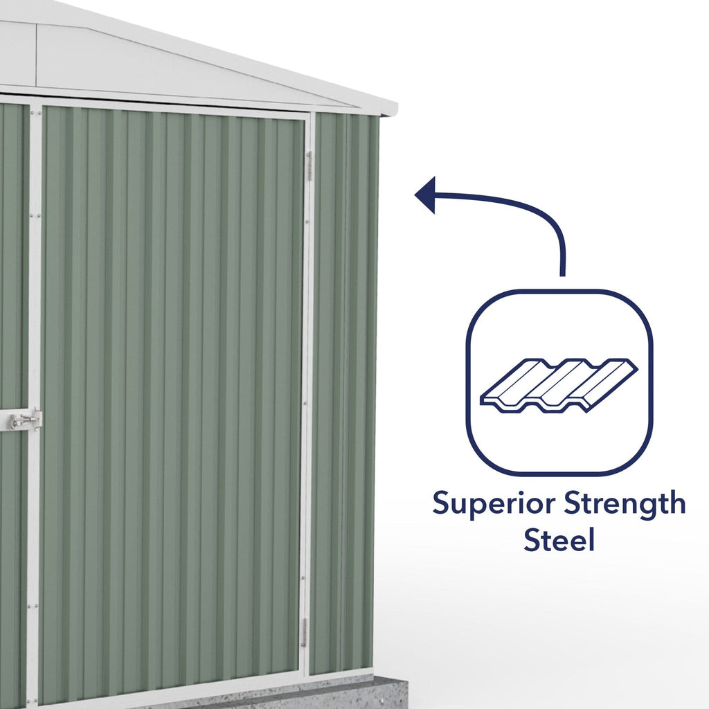 Absco 10 x 20 Utility Metal Apex Workshop (3m x 6m) Pale Eucalyptus - Anchor Kit Included