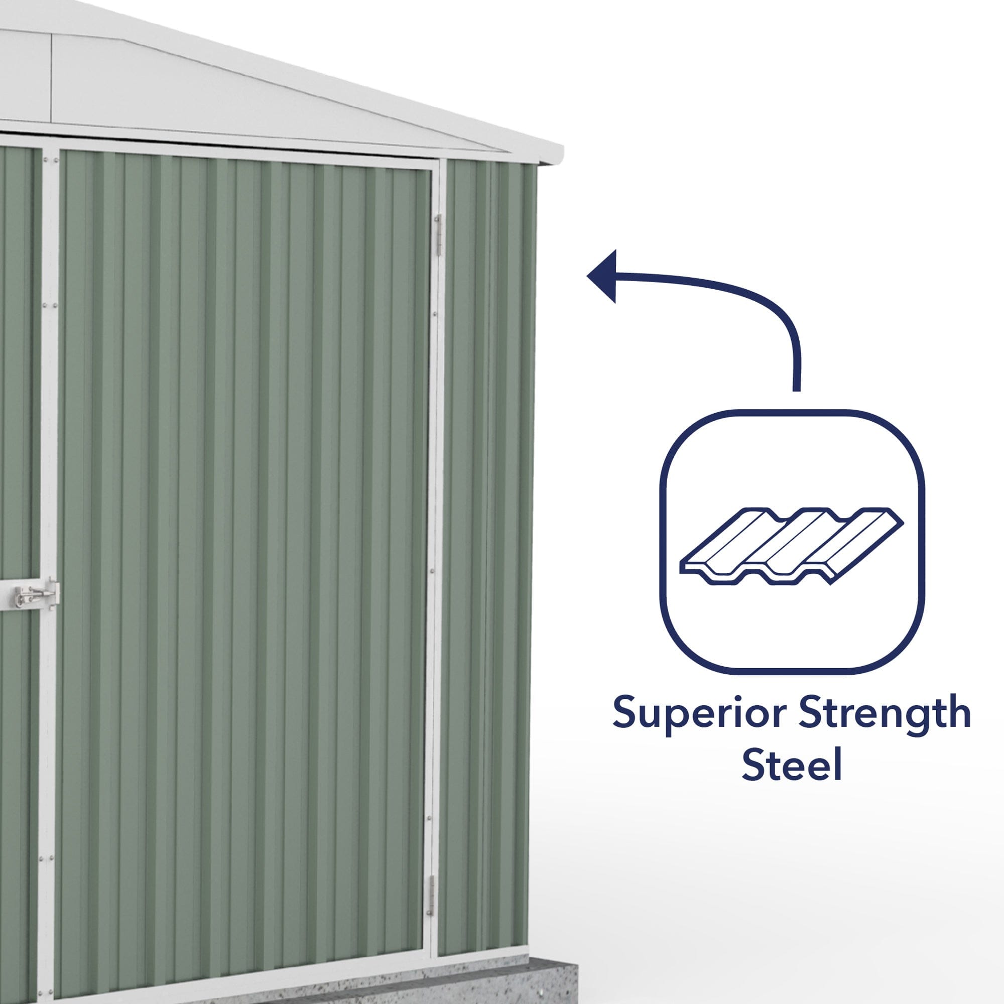 Absco 10 x 20 Utility Metal Apex Workshop (3m x 6m) Pale Eucalyptus - Anchor Kit Included