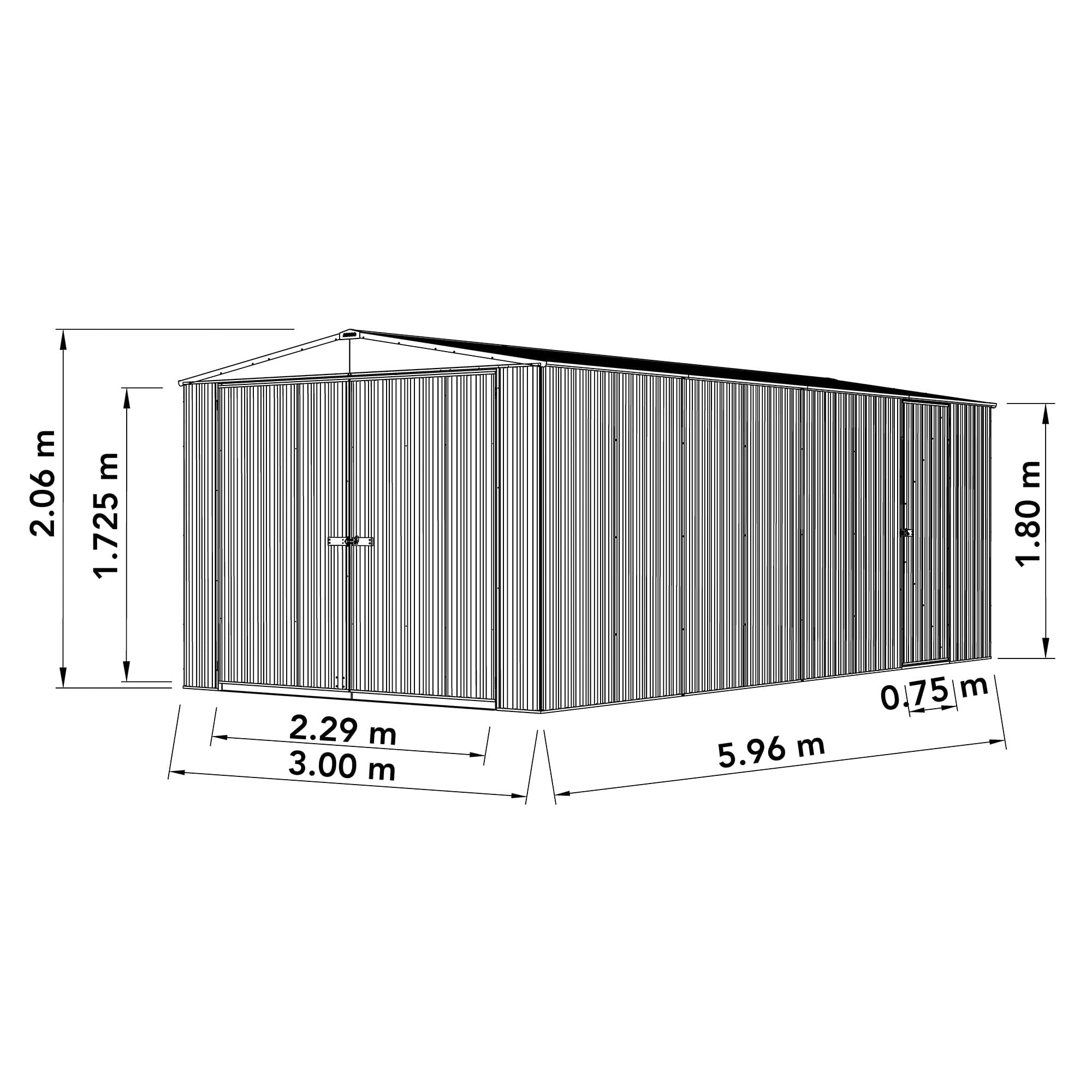 Absco 10 x 20 Utility Metal Apex Workshop (3m x 6m) Pale Eucalyptus - Anchor Kit Included