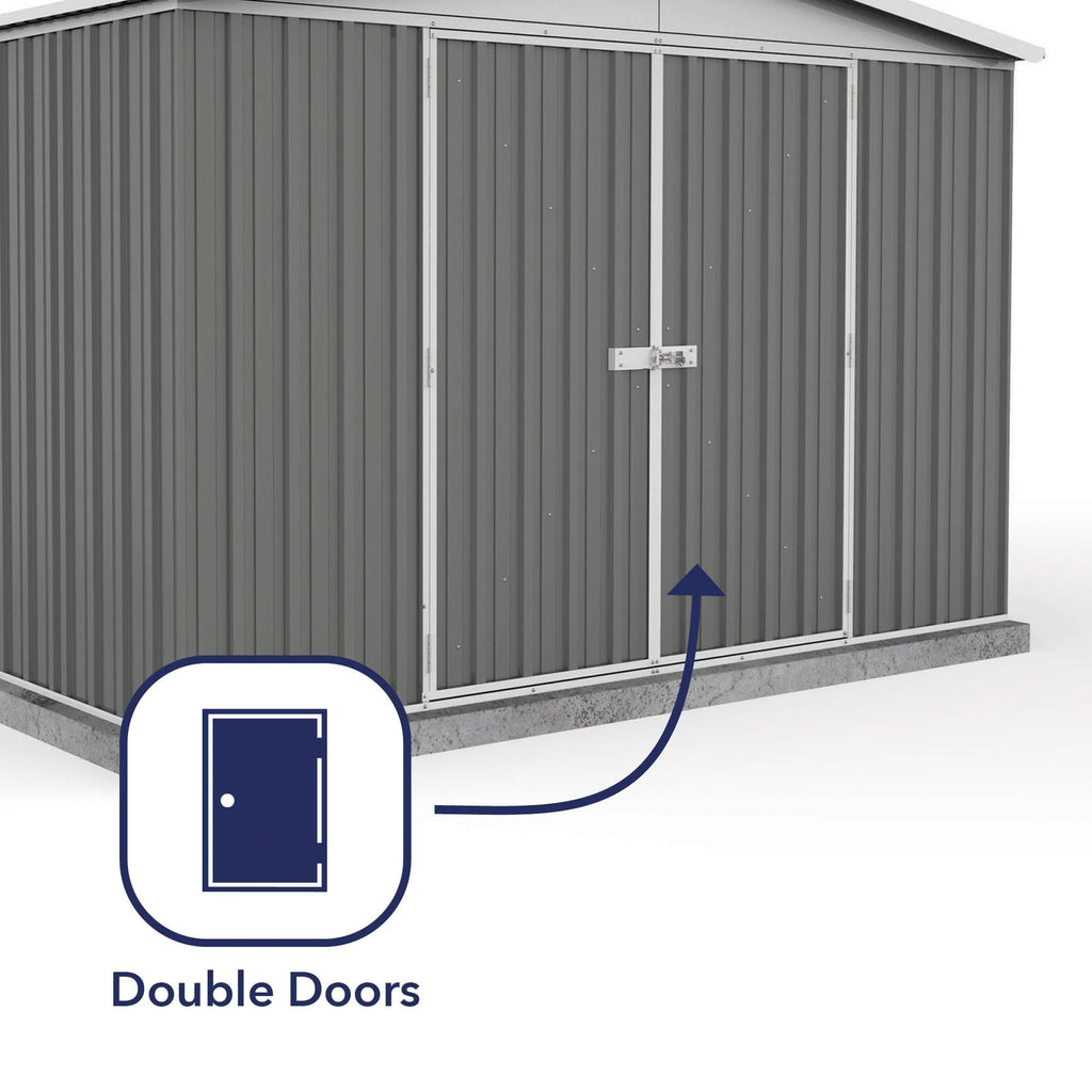Absco 10 x 10 Regent Metal Shed (3m x 2.92m) Woodland Grey - Anchor Kit Included