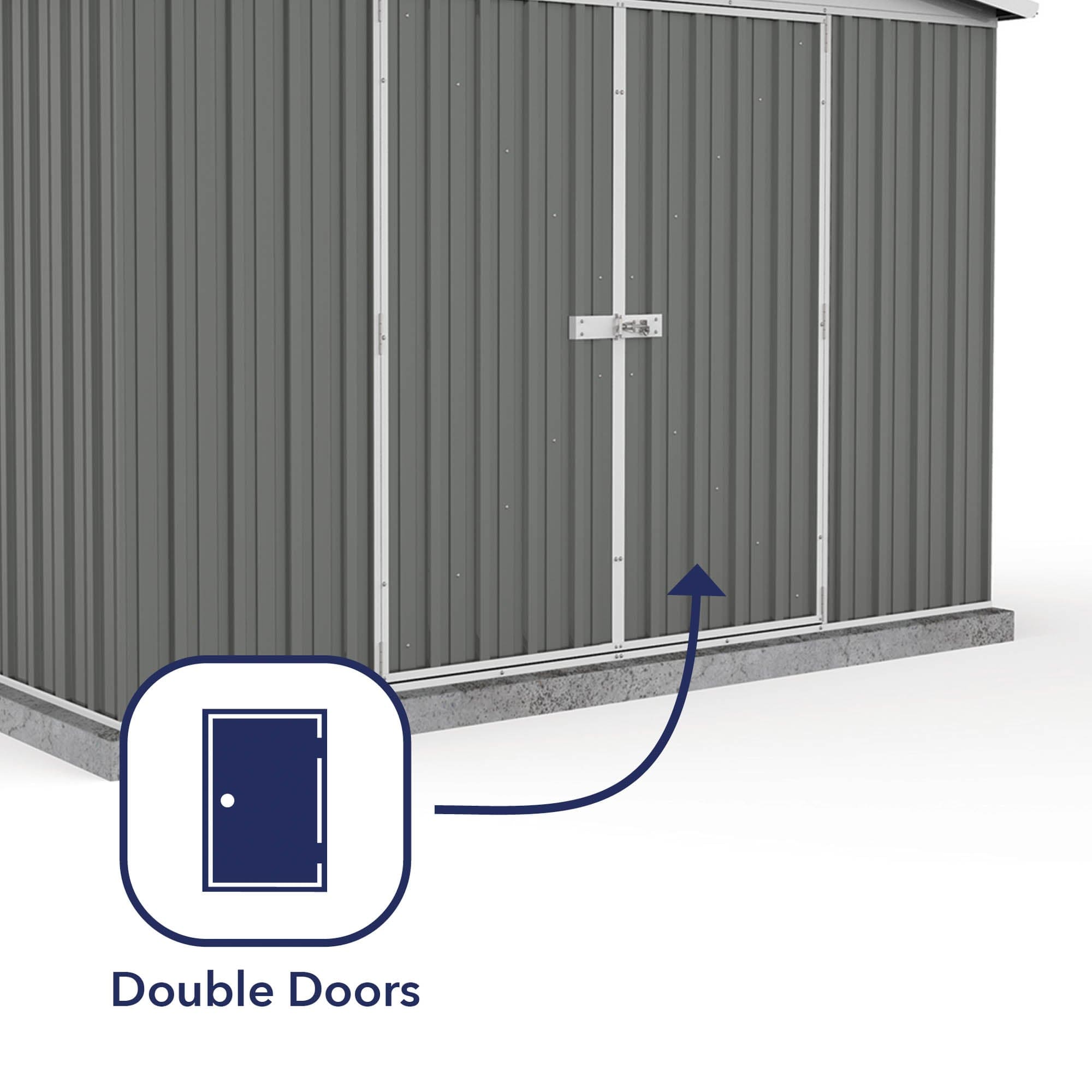 Absco 10 x 5 Regent Metal Shed (3m x 1.44m) Woodland Grey - Anchor Kit Included