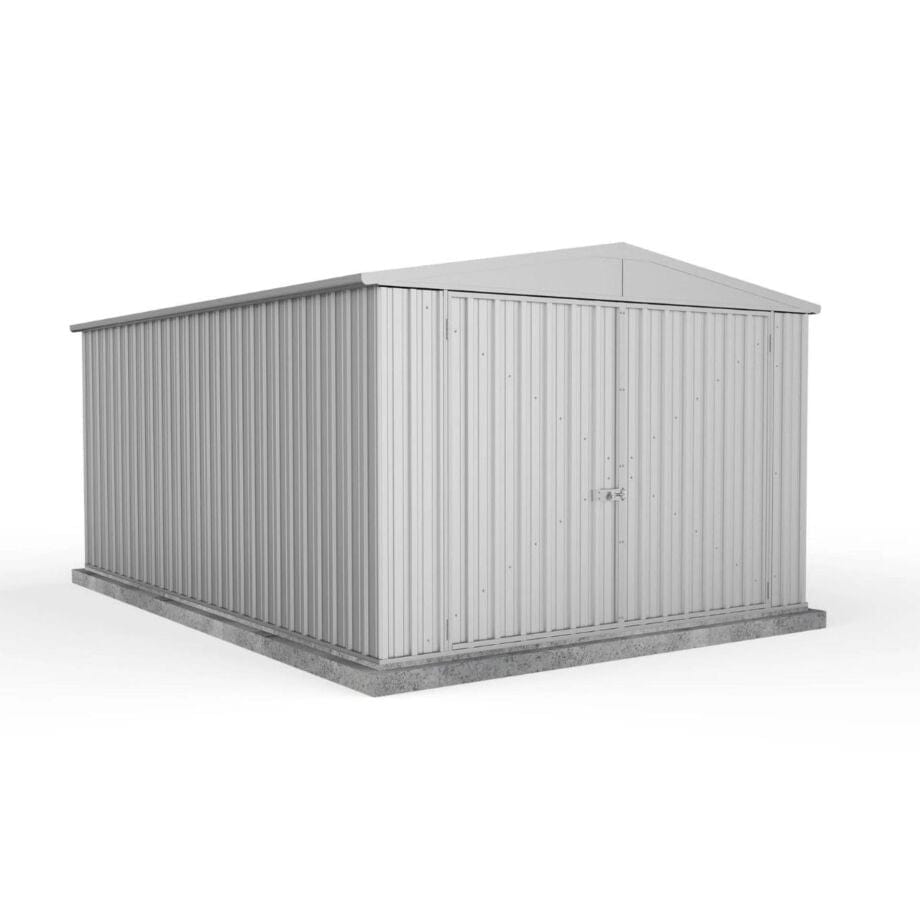 Absco 10 x 15 Utility Metal Apex Workshop (3m x 4.48m) Zinc - Anchor Kit Included