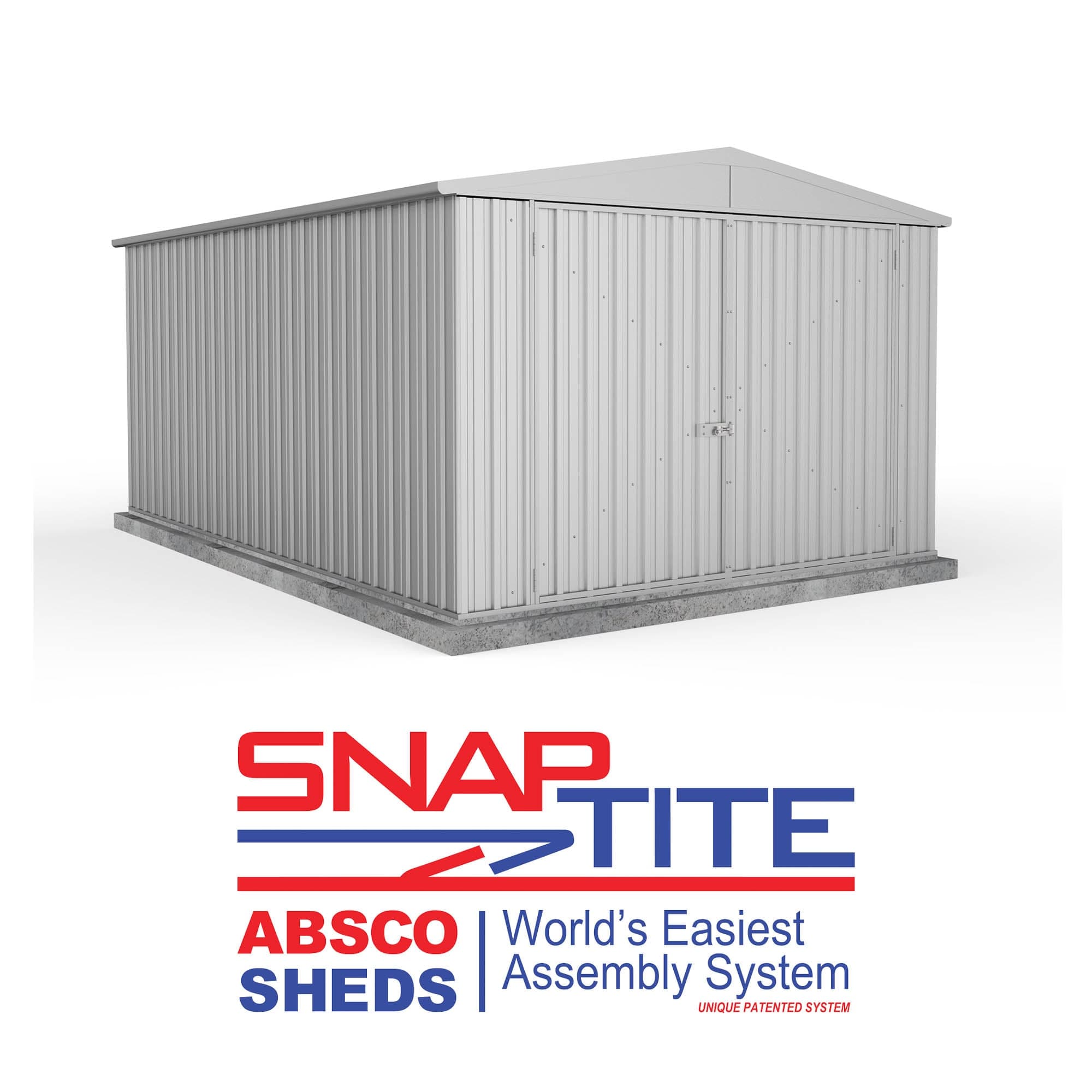 Absco 10 x 15 Utility Metal Apex Workshop (3m x 4.48m) Zinc - Anchor Kit Included