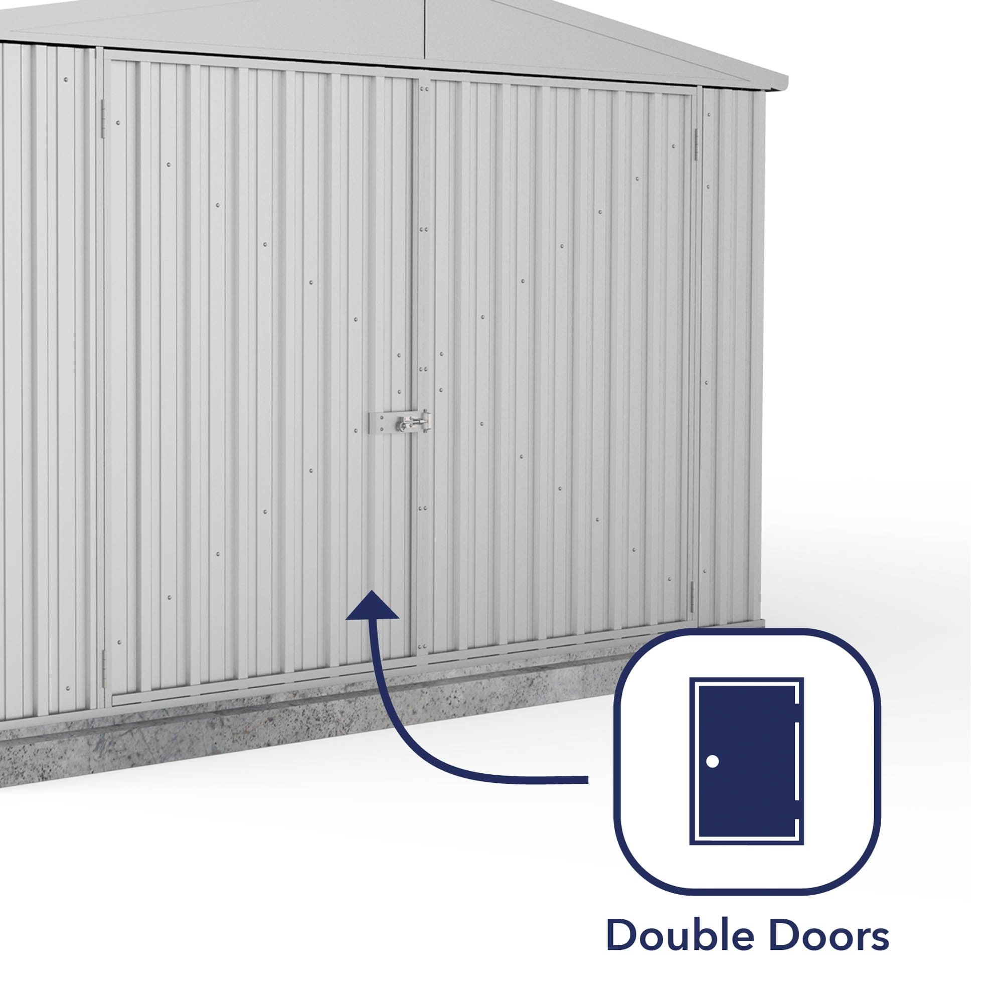 Absco 10 x 15 Utility Metal Apex Workshop (3m x 4.48m) Zinc - Anchor Kit Included
