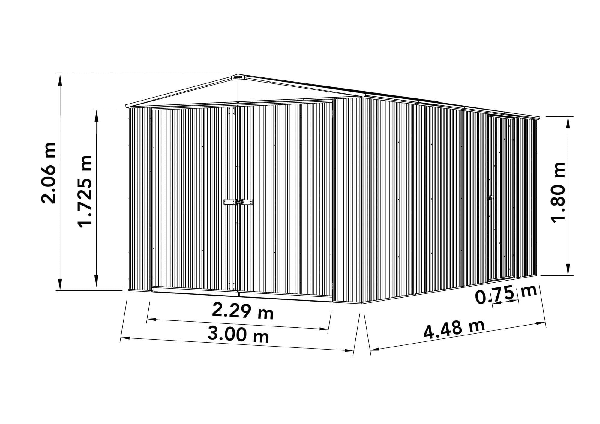 Absco 10 x 15 Utility Metal Apex Workshop (3m x 4.48m) Zinc - Anchor Kit Included