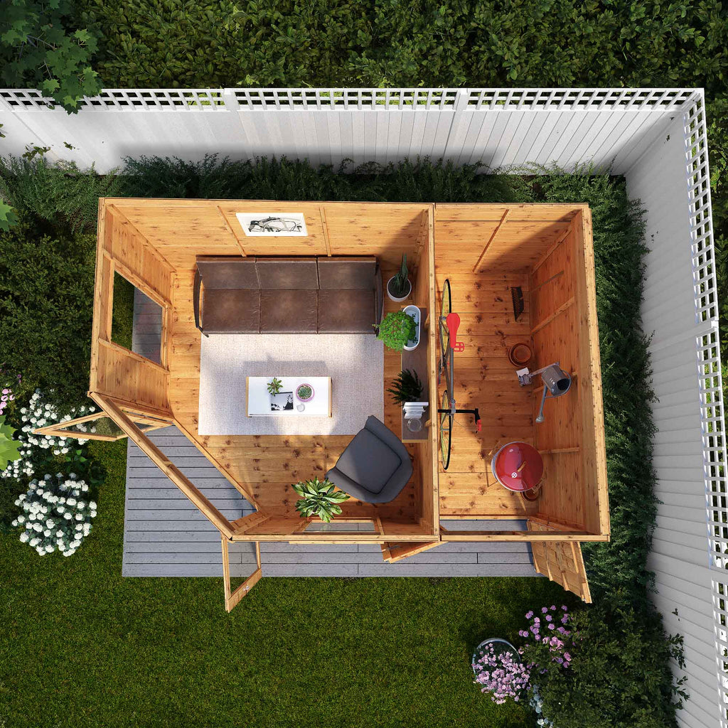 Mercia 12x8 Wooden Corner Summerhouse with Side Shed