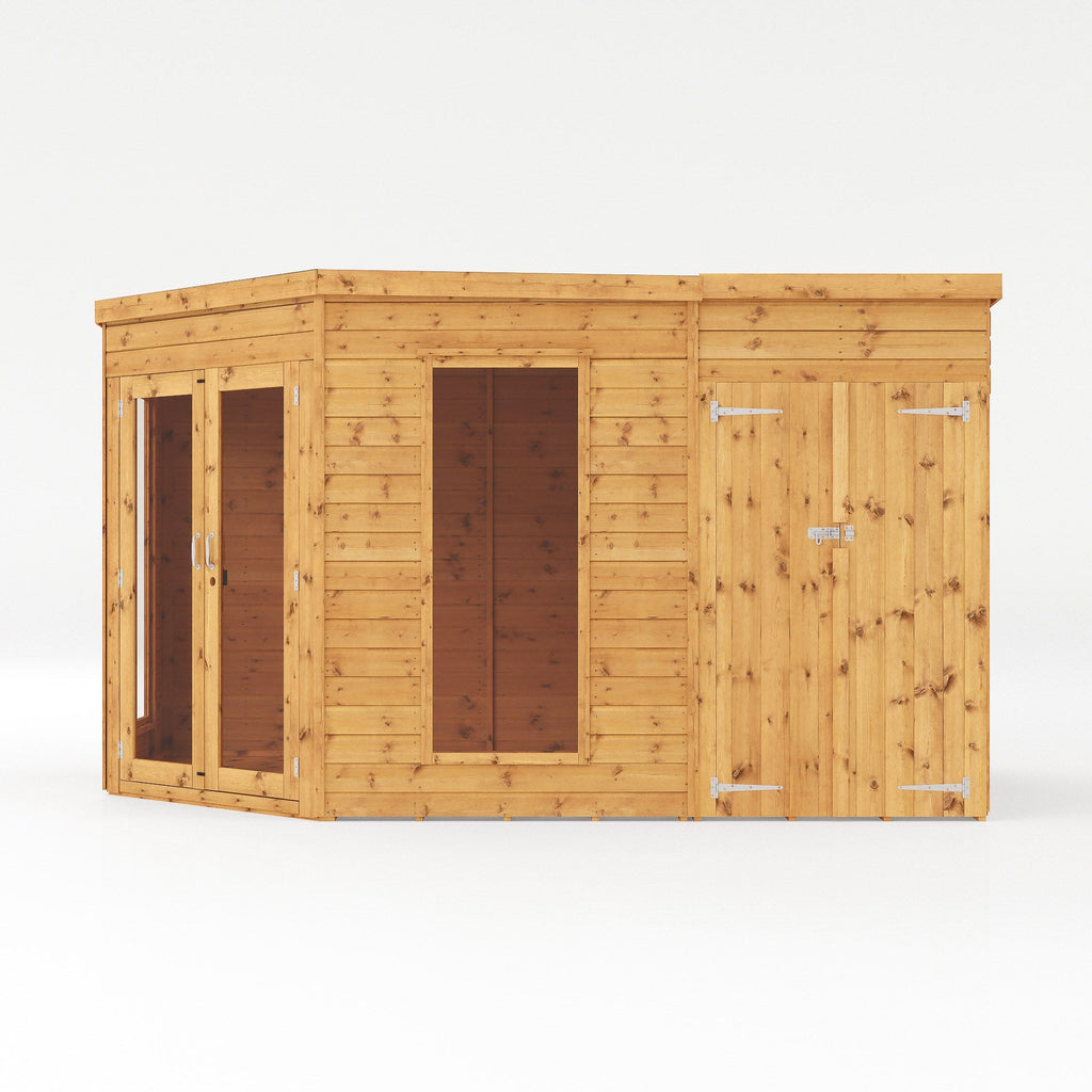 Mercia 12x8 Wooden Corner Summerhouse with Side Shed