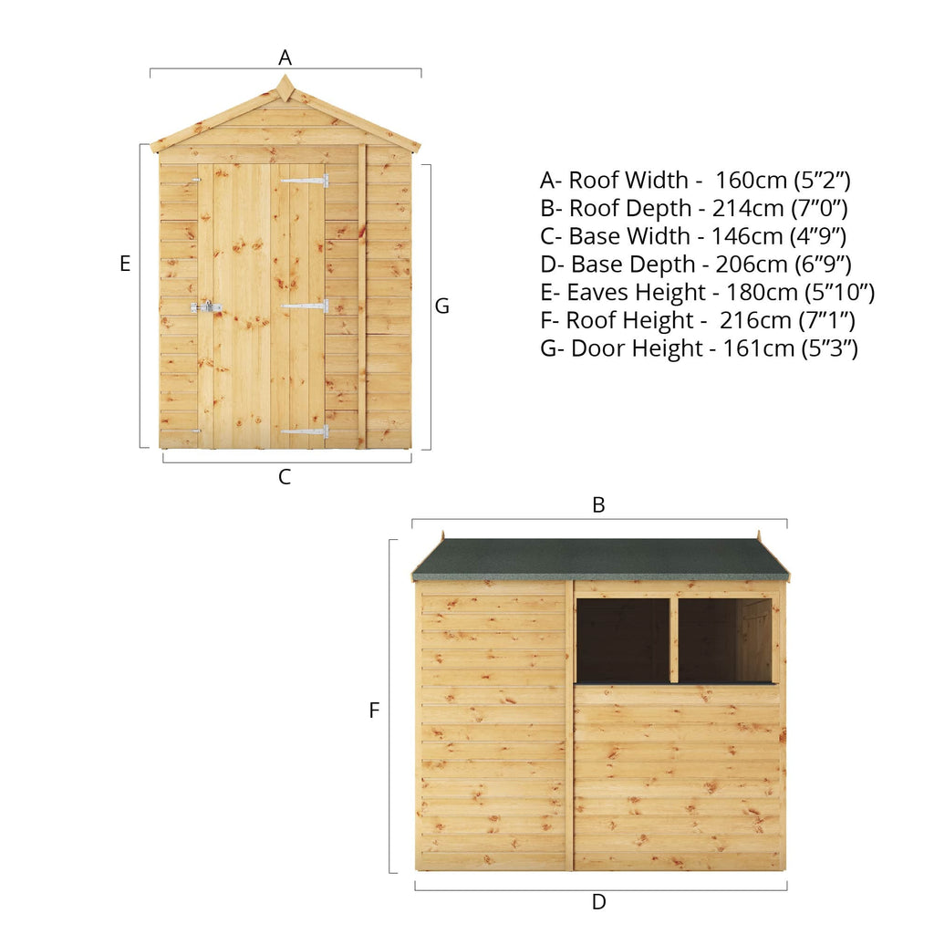 Mercia 7x5 Modular Shiplap Apex Shed