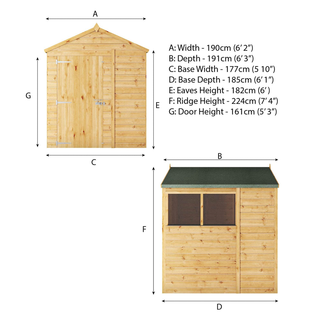 Mercia The Woodsman 6x6 Shiplap Apex Wooden Shed