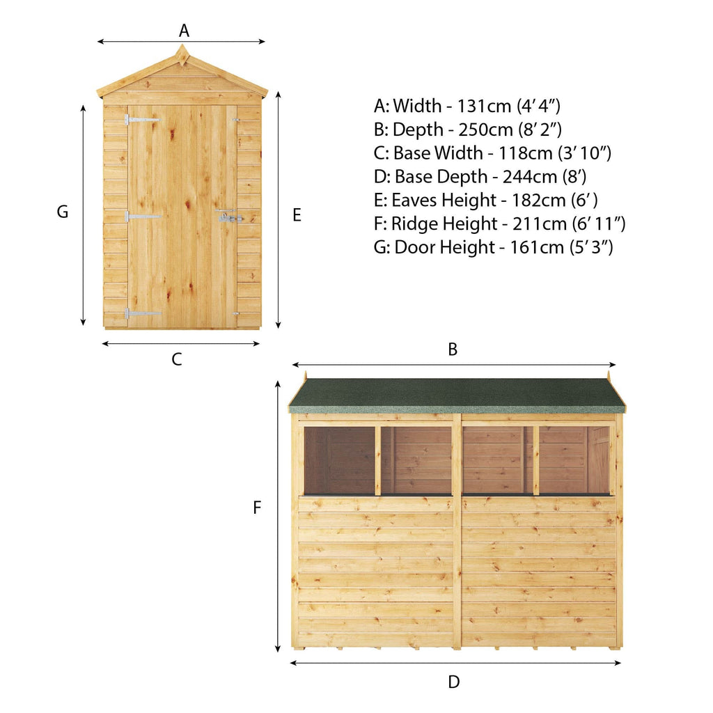 Mercia The Woodsman 8x4 Shiplap Apex Wooden Shed