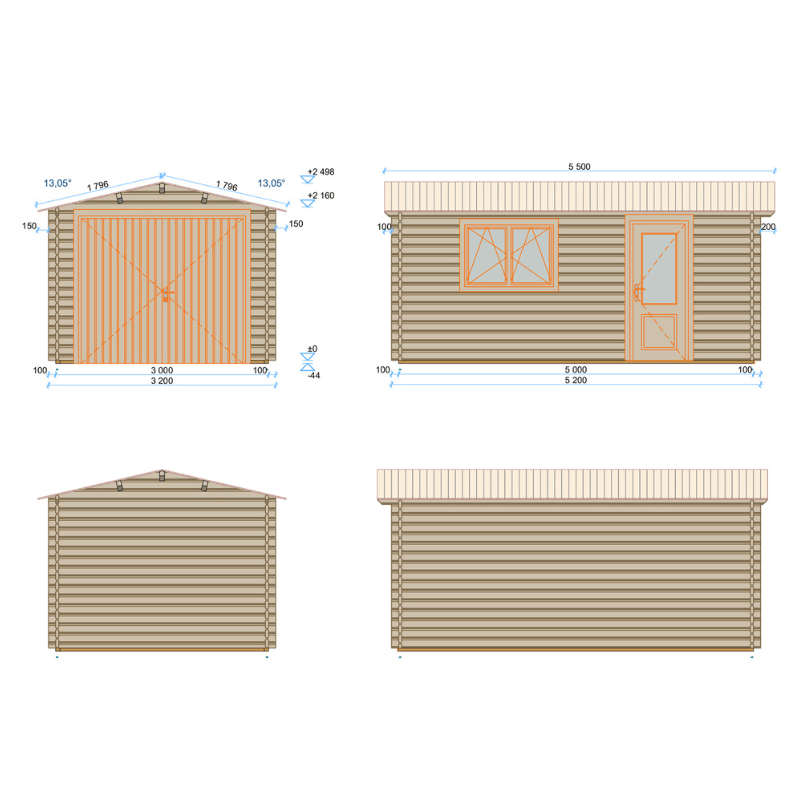 Shire Garage 10 x 17 Apex Log Cabin 44mm