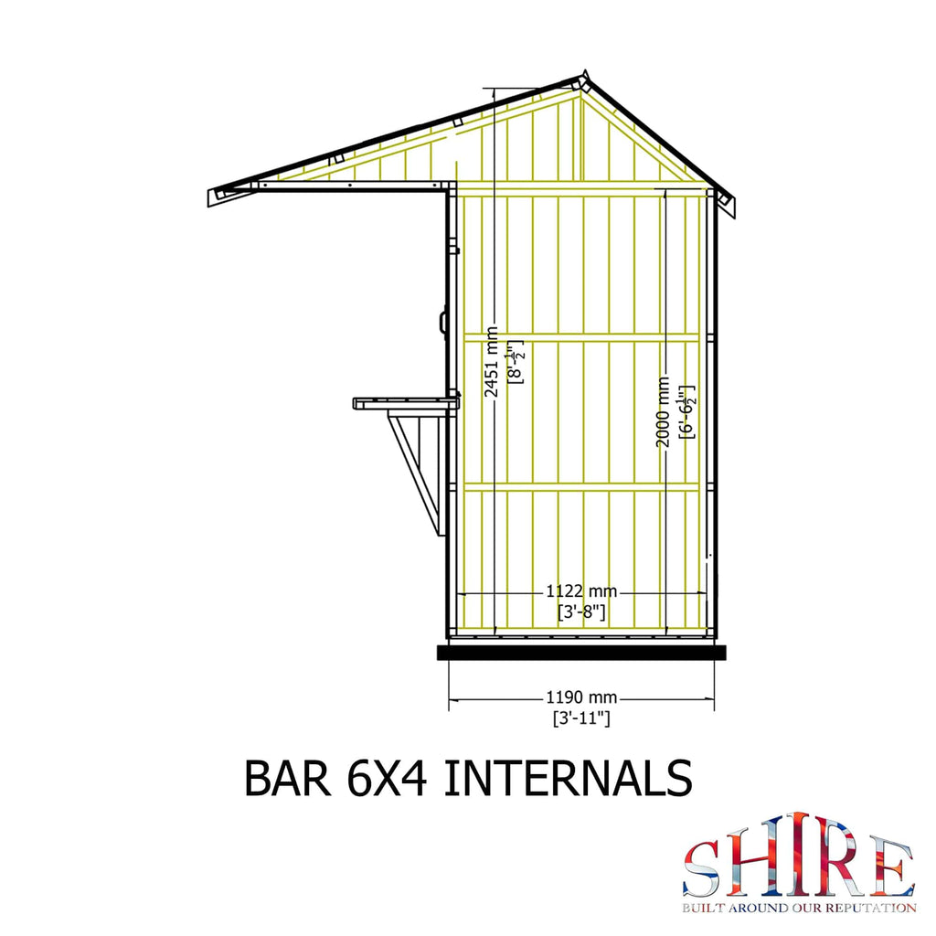 Shire 6x4 Apex Garden Bar