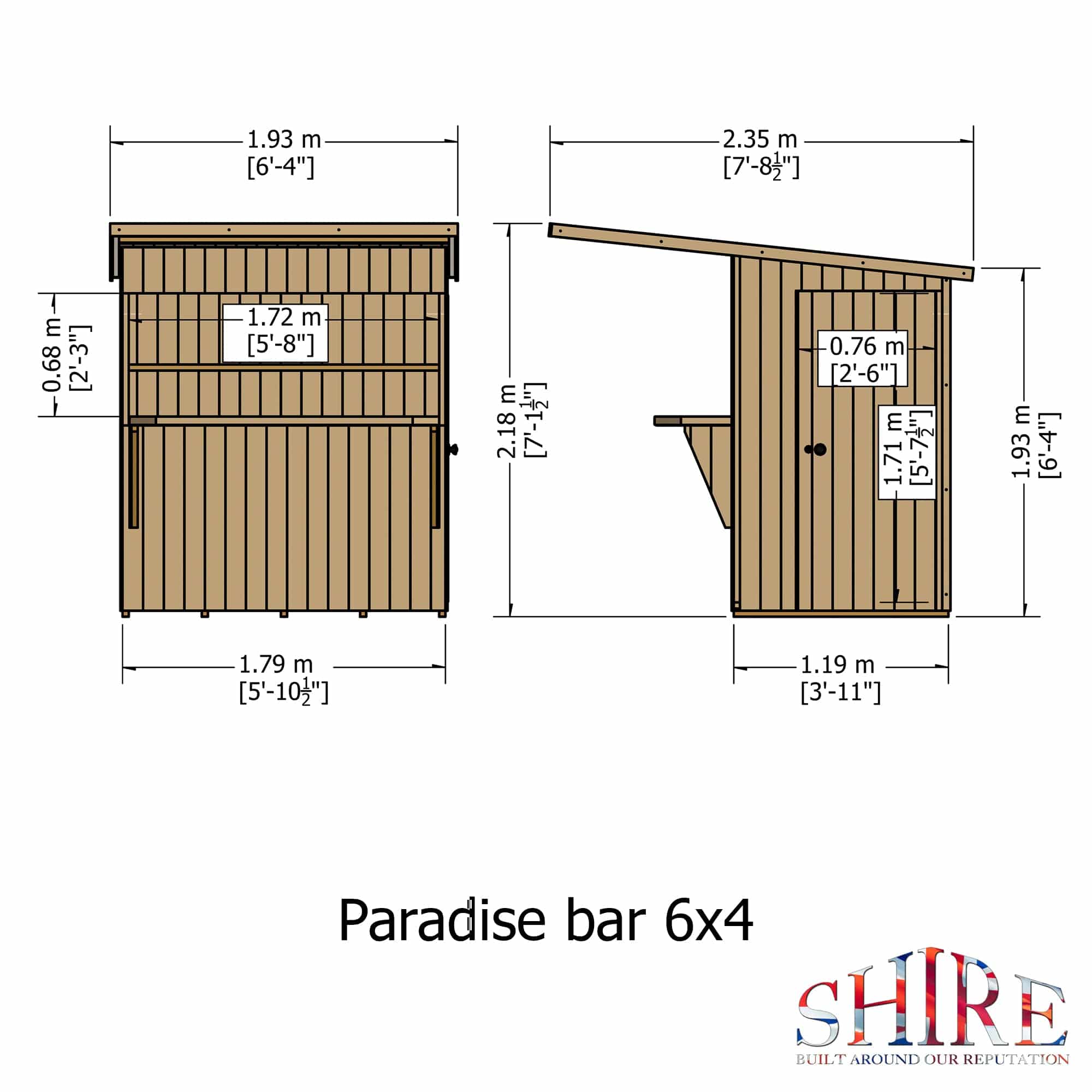 Shire 6x4 Paradise Pent Garden Bar
