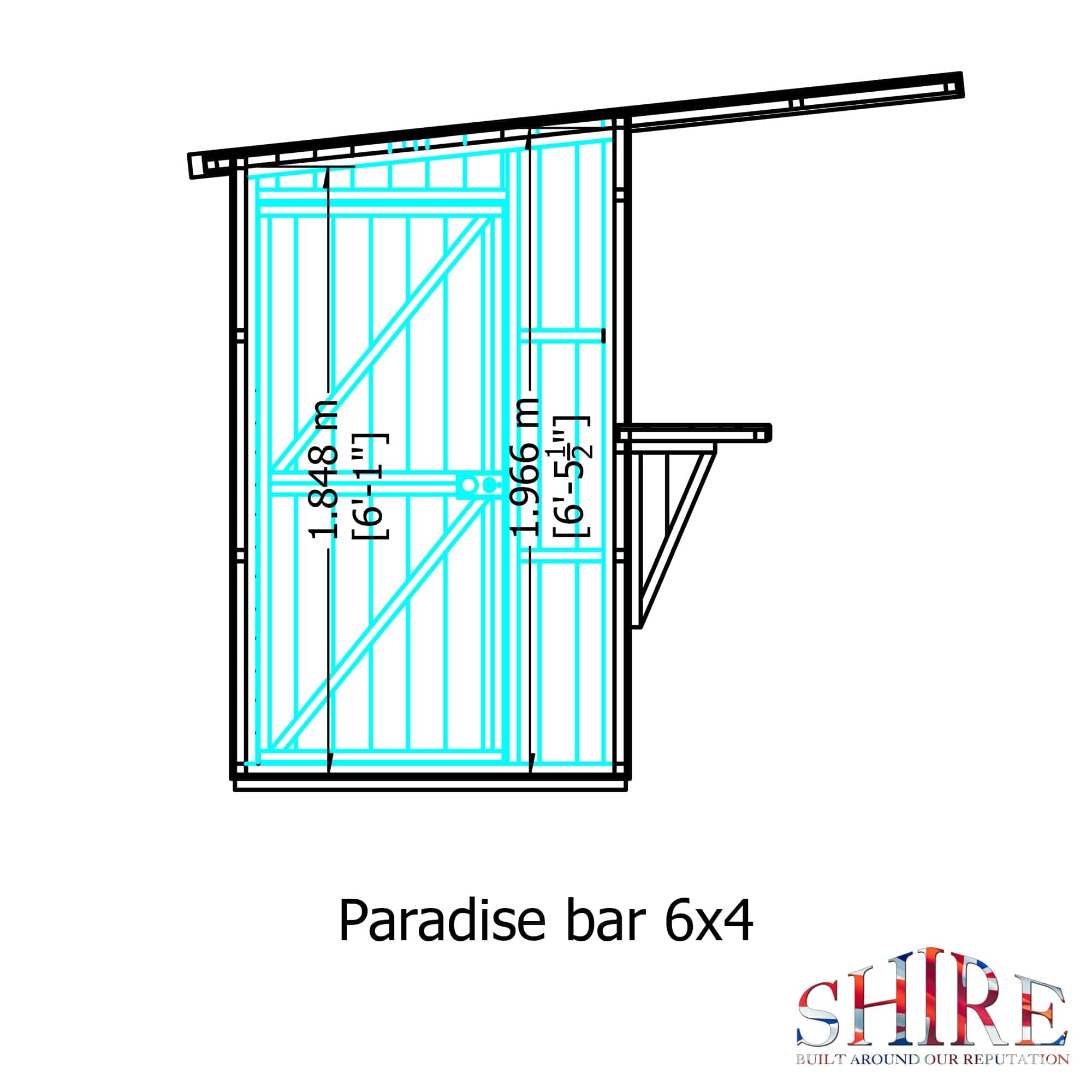 Shire 6x4 Paradise Pent Garden Bar