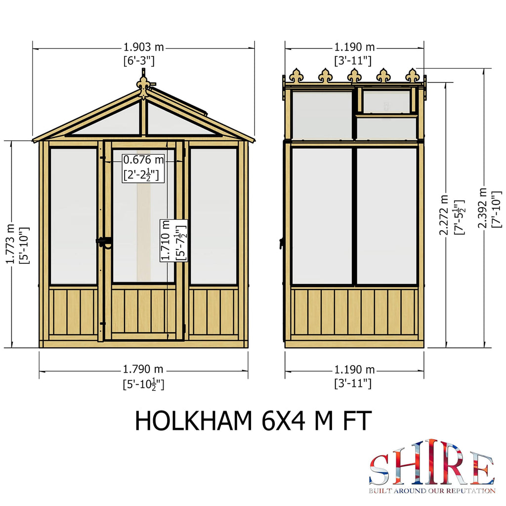 Shire Holkham 6 x 4 Wooden Greenhouse