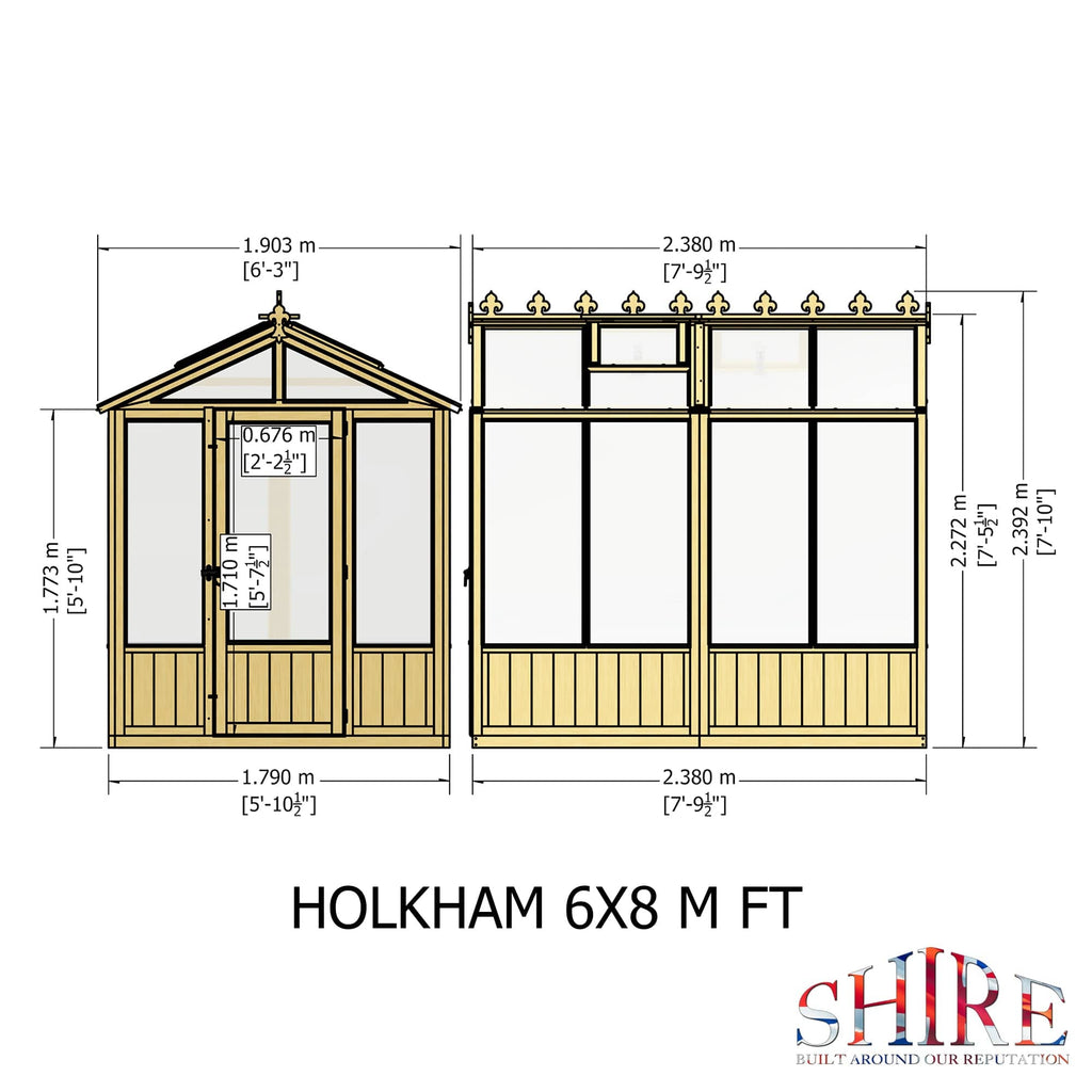 Shire Holkham 6 x 8 Wooden Greenhouse