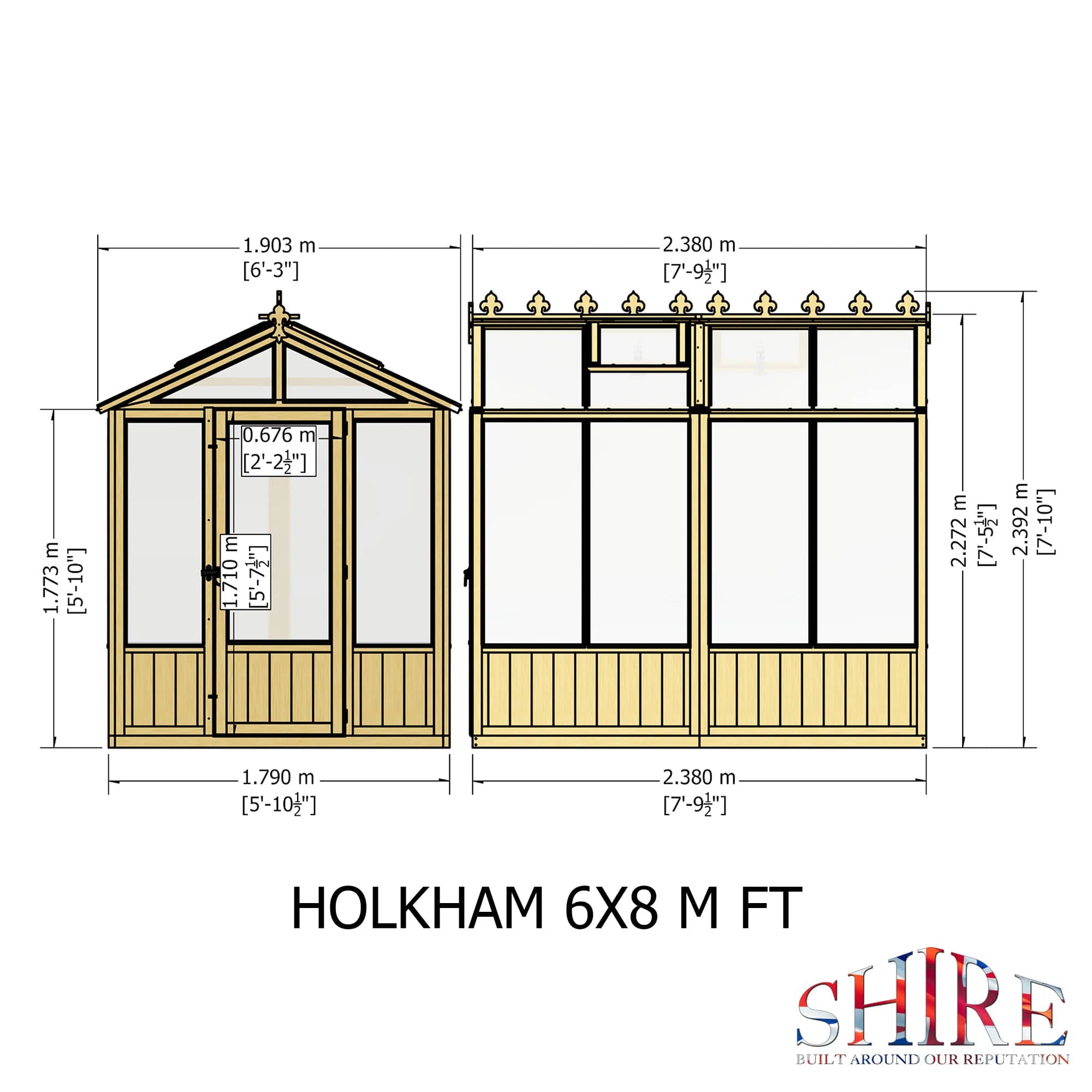Shire Holkham 6 x 8 Wooden Greenhouse