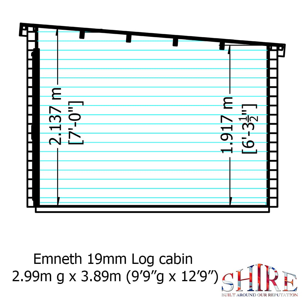 Shire Emneth 10 x 13 Pent Log Cabin in 19mm Logs