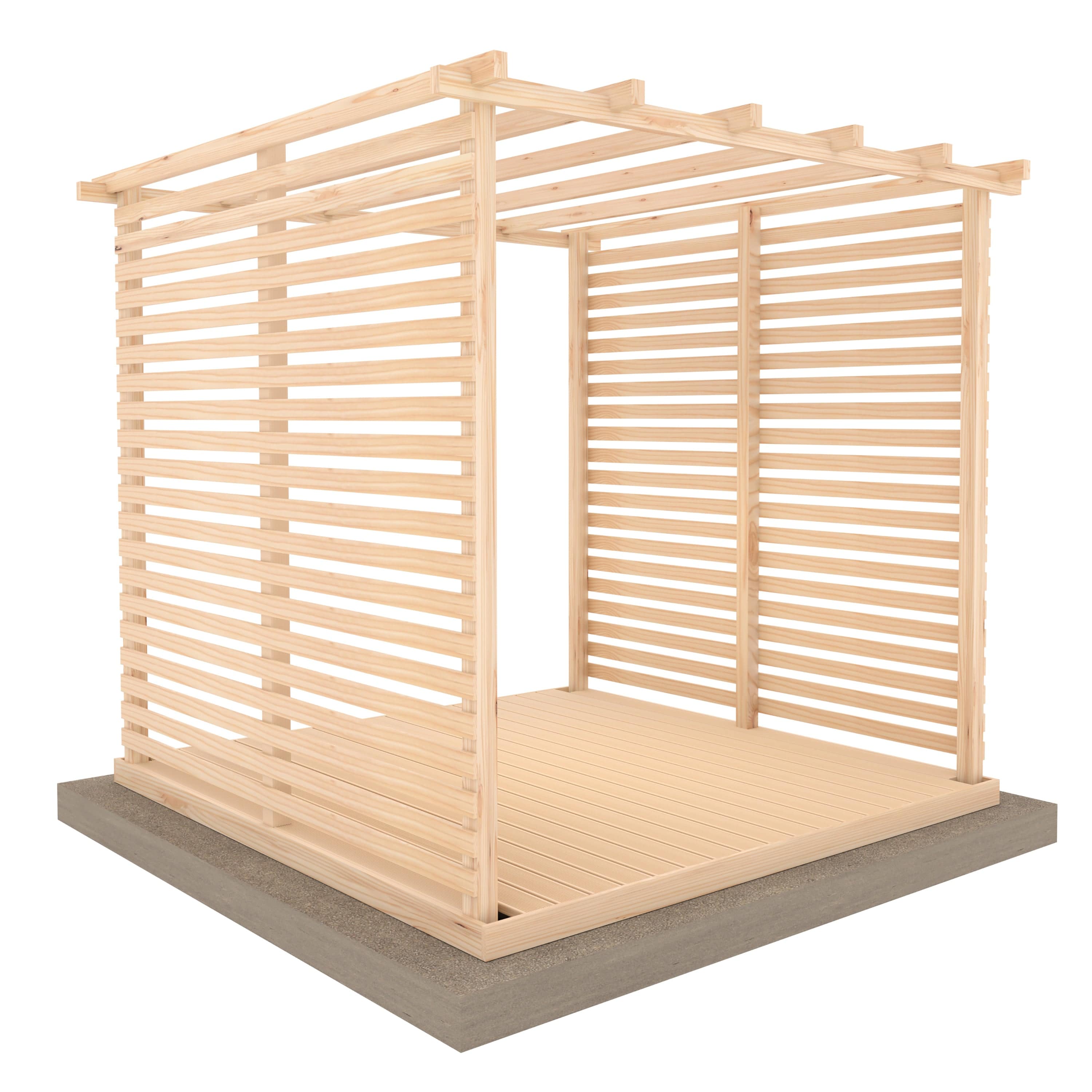 Shire 8 x 8 Ivy Pergola Kit with Decking & Sides