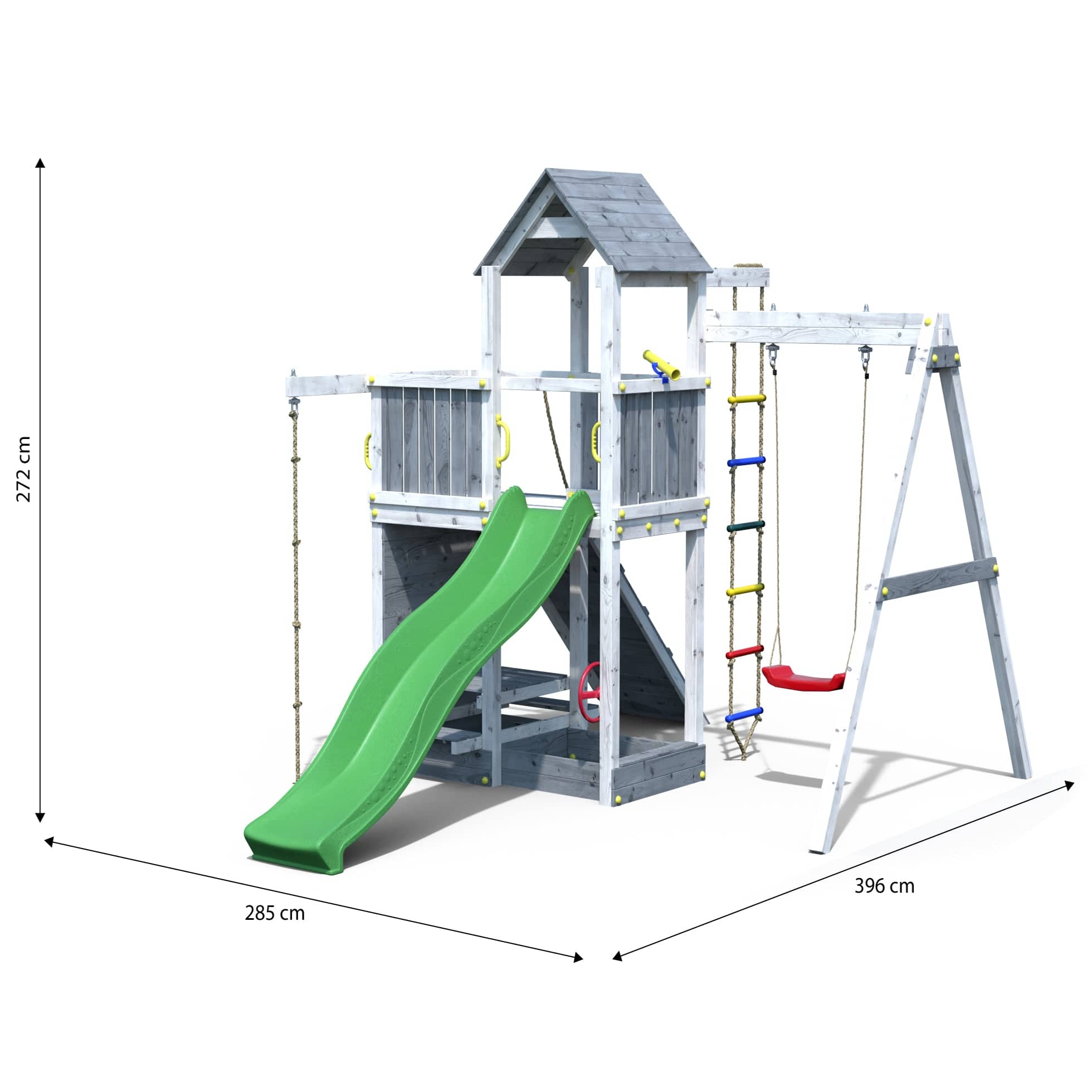 Shire Activer Playfort Grey & White Climbing Frame With Swing & Slide