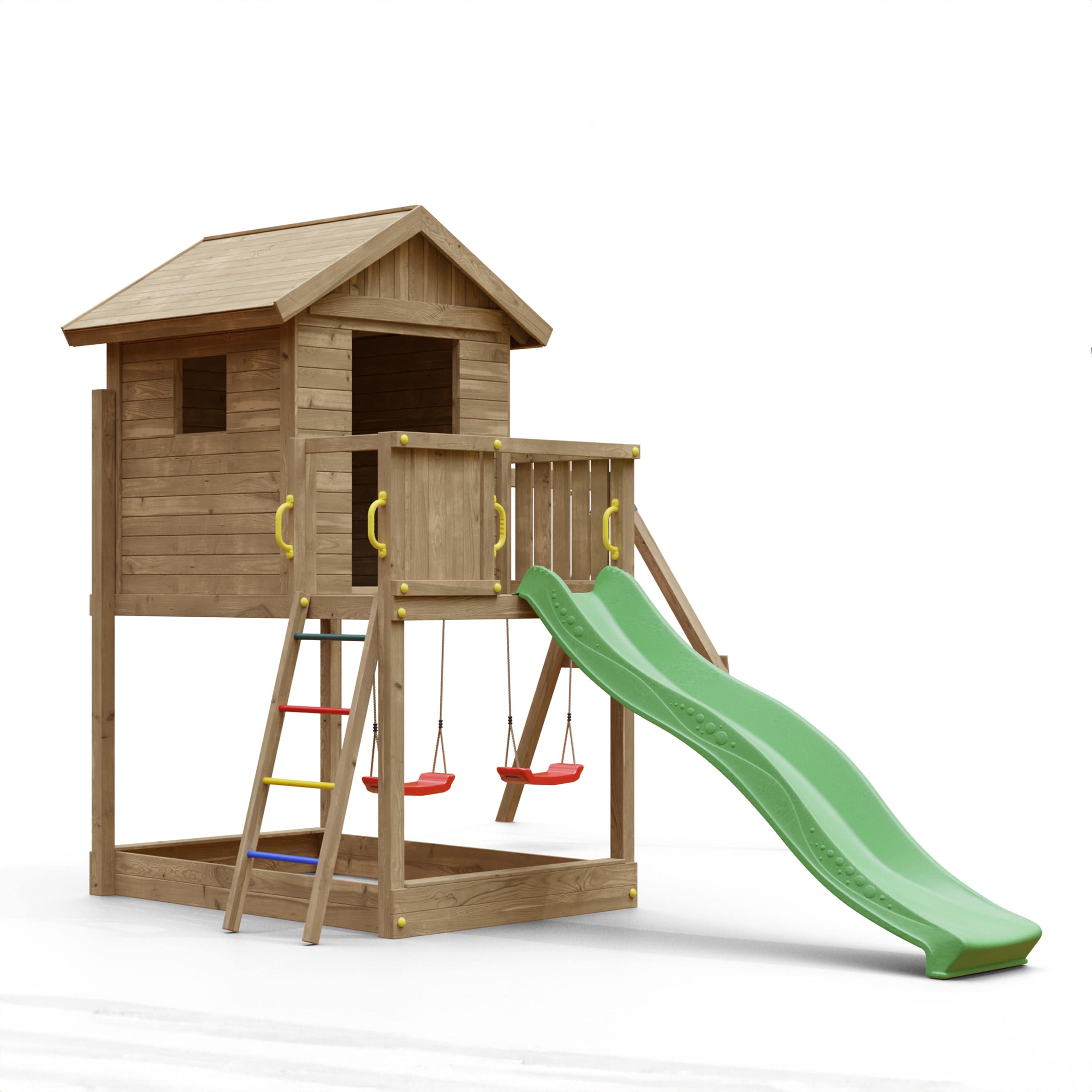 Shire Galaxy Playfort Wooden Climbing Frame with Slide and Swings