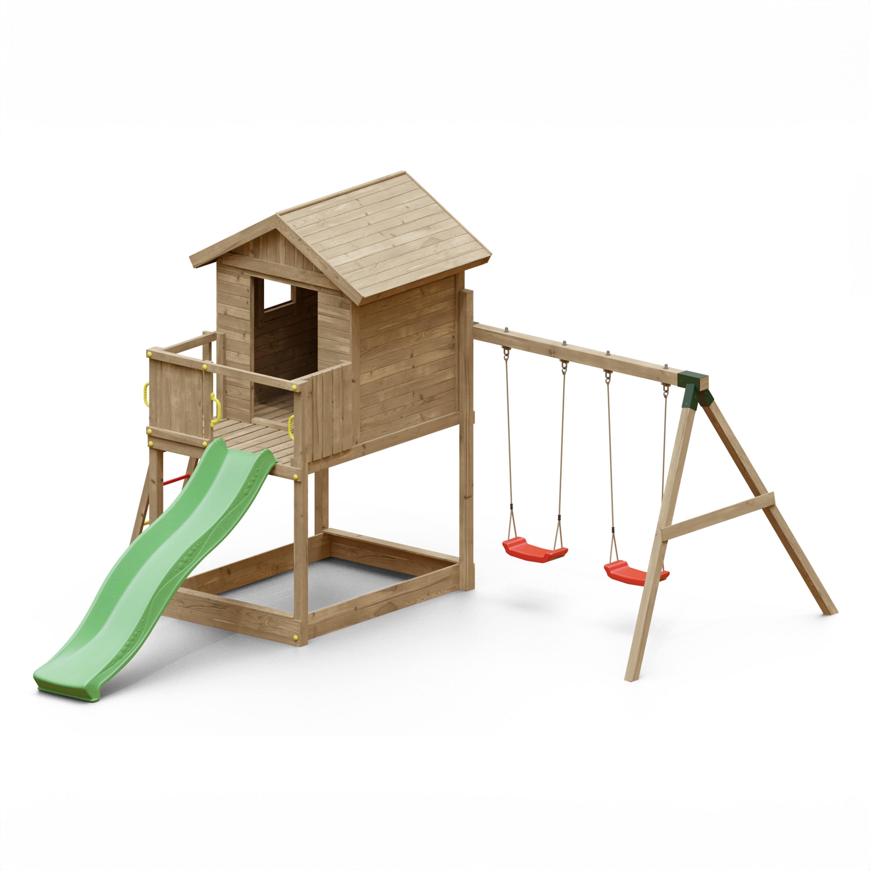 Shire Galaxy Playfort Wooden Climbing Frame with Slide and Swings