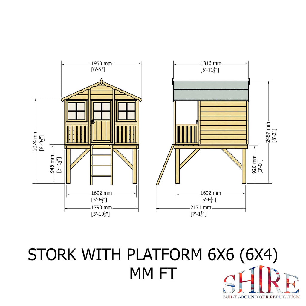 Shire 6x4 Stork Playhouse with Platform & Slide