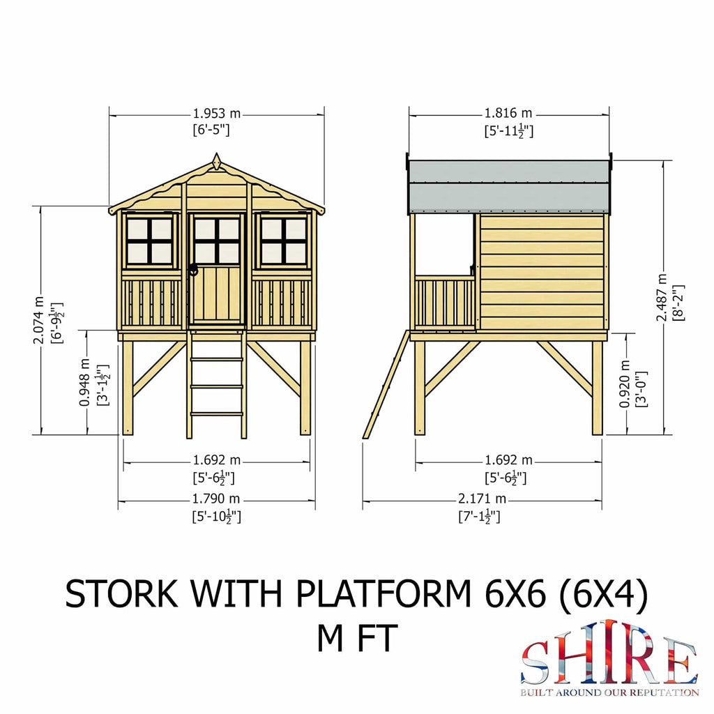 Shire 6x4 Stork Playhouse with Platform & Slide