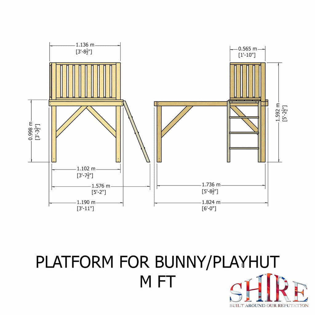 Shire 6 x 4 Bunny Playhouse with Platform & Slide