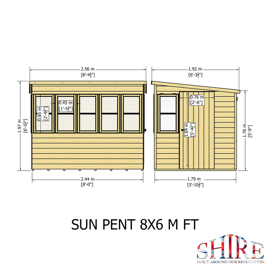 Shire 8x6 Sun Pent Potting Shed