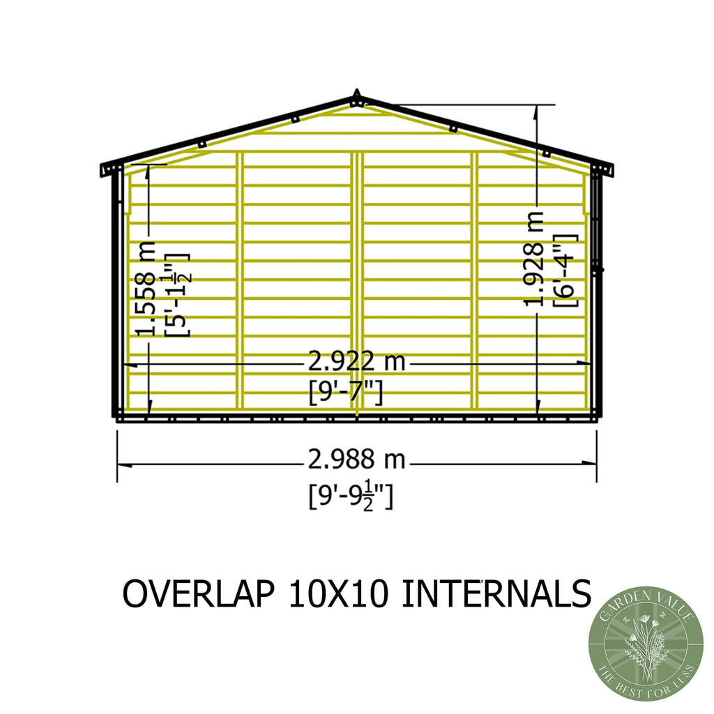 Shire 10x10 Overlap Shed Double Door With Windows