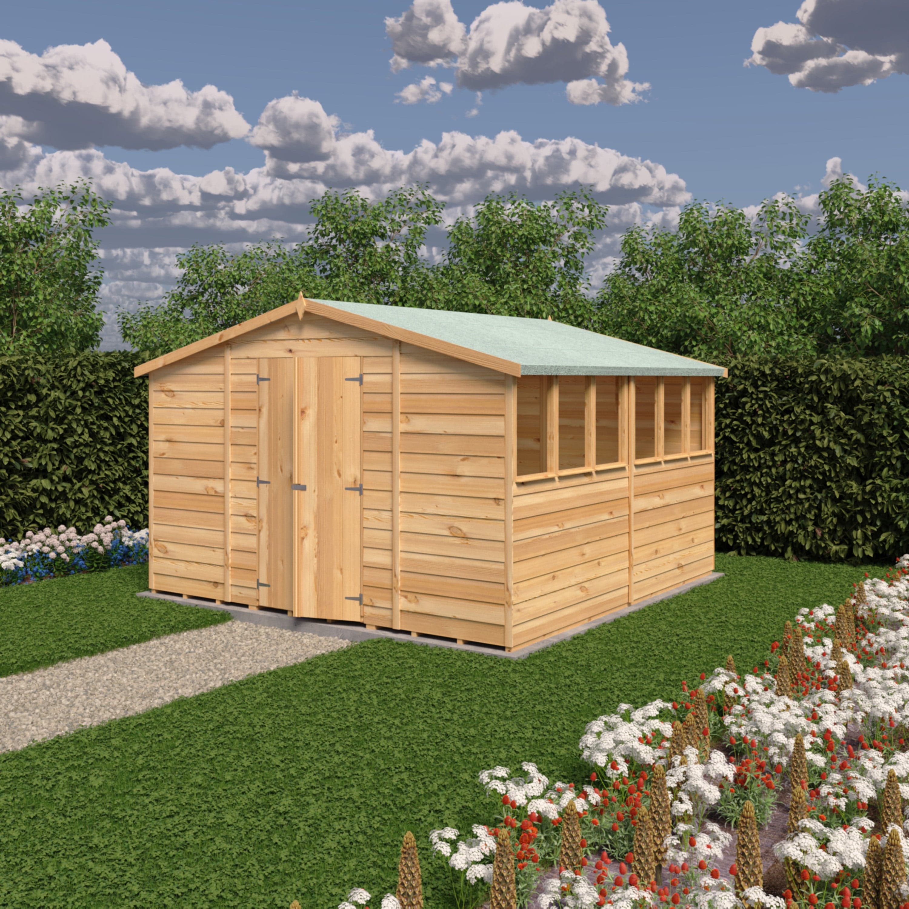 Shire 10x10 Overlap Shed Double Door With Windows