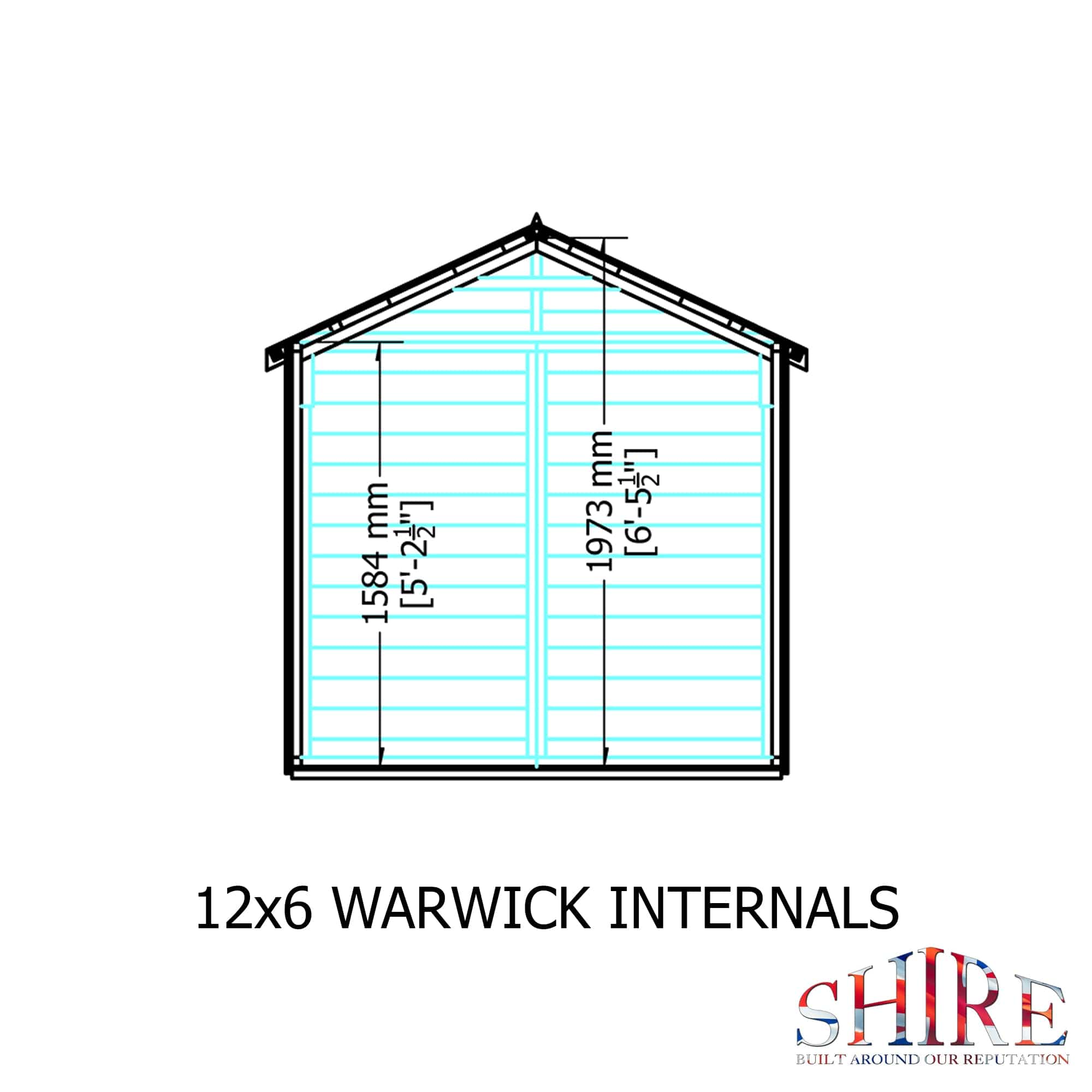 Shire 12x6 Warwick Shed Apex Double Door