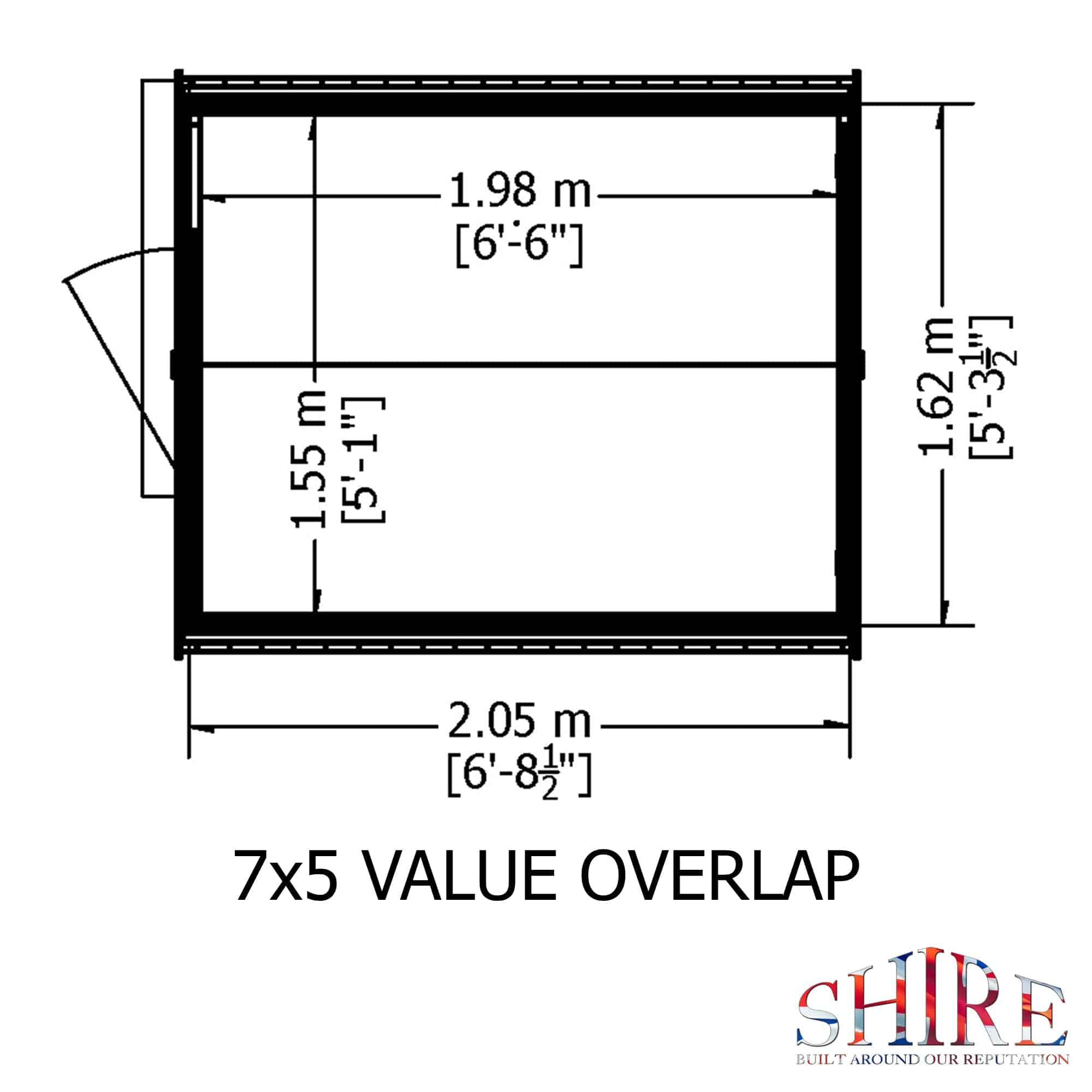 Shire 7x5ft Value Overlap Shed - Single Door