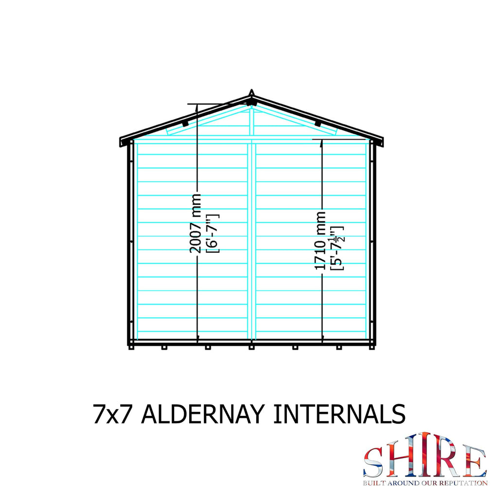 Shire Alderney 7x7 Shed Apex Double Door Workshop