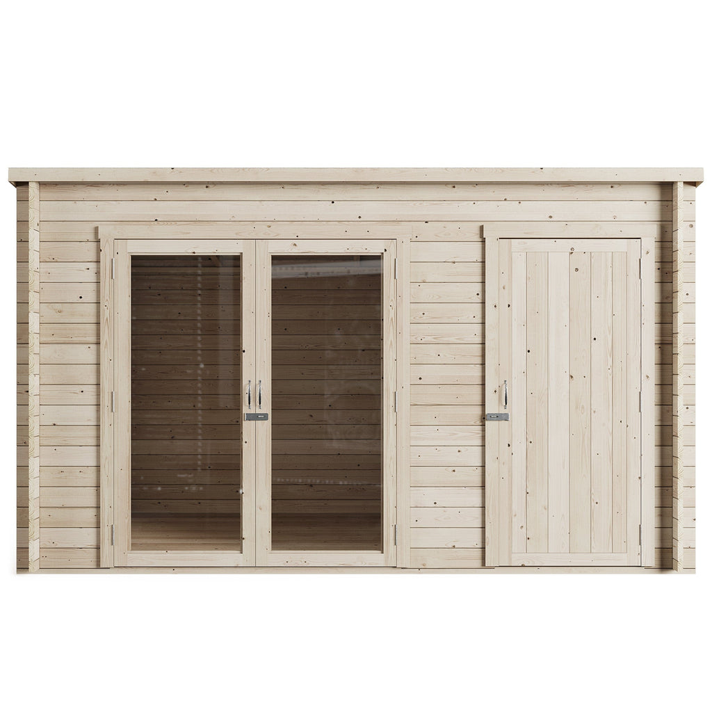 Store More Darton 12ft x 8ft Pent Log Cabin with Side Store - Pressure Treated
