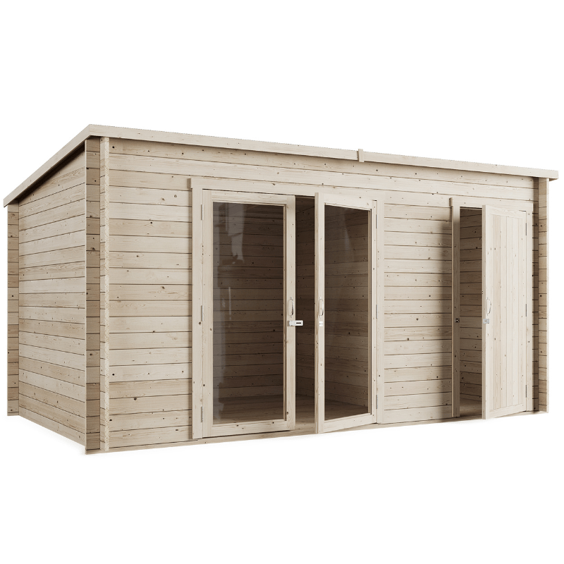Store More Darton 14 x 8 Pent Log Cabin Summerhouse with Side Store - Pressure Treated