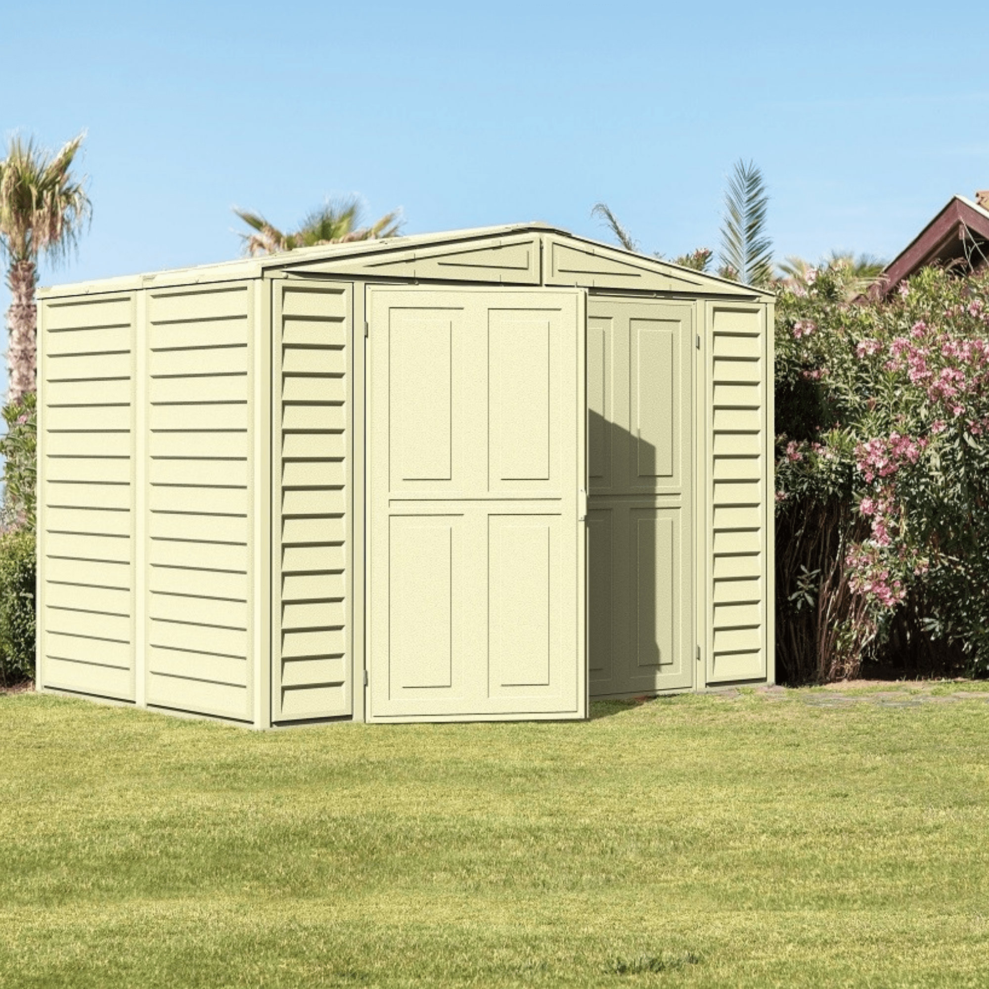 Saffron 8'x5' 3" Vinyl Garden Shed with Foundation Kit