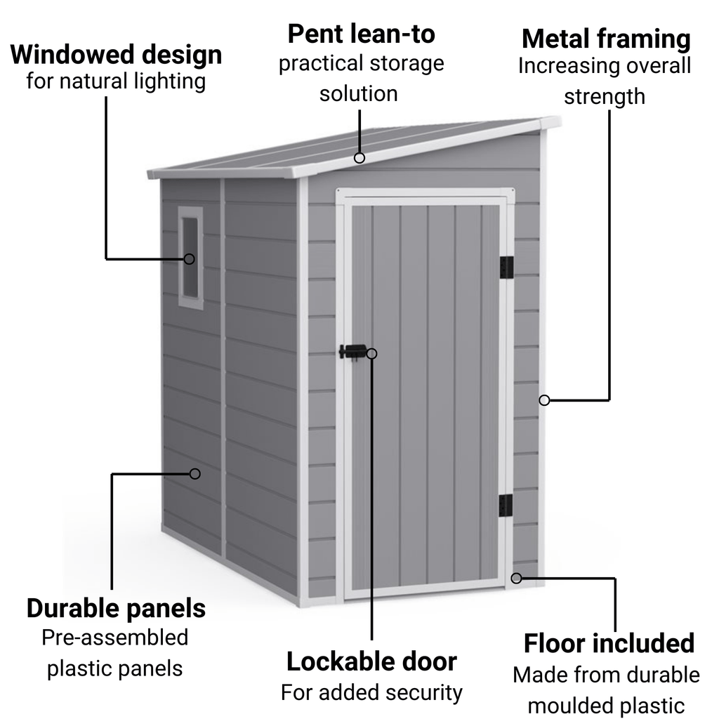 Lotus Veritas 6x4 Lean To Pent Plastic Shed