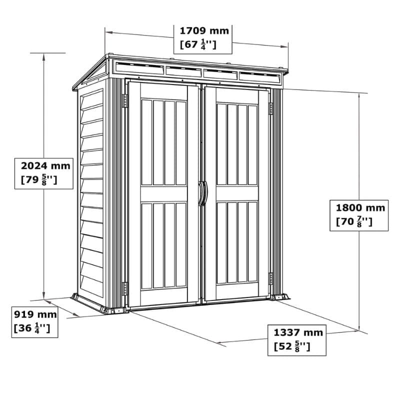 Saffron Pent Plus 5x3 Vinyl Shed