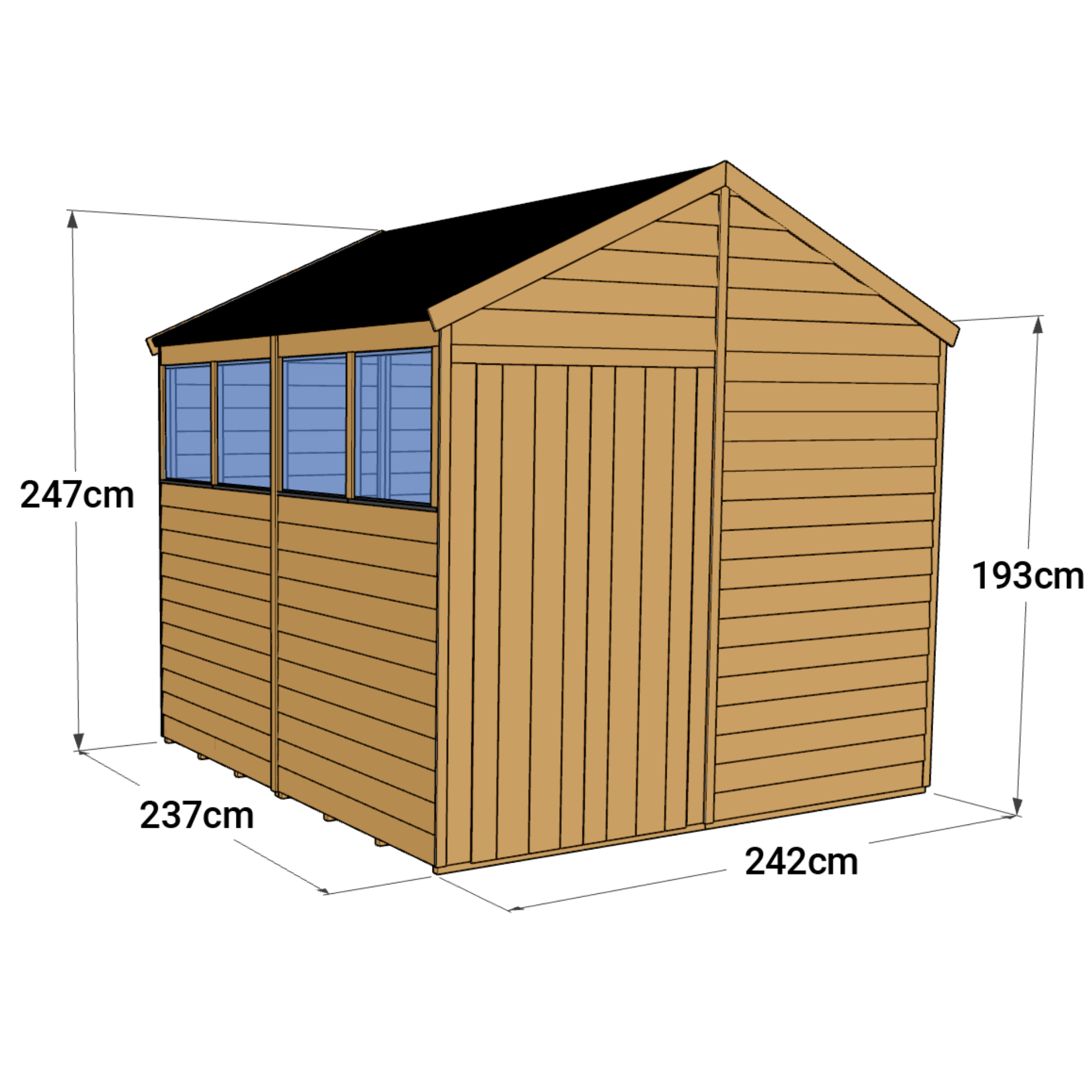 Store More 8x8 Shed Apex Overlap Windowed