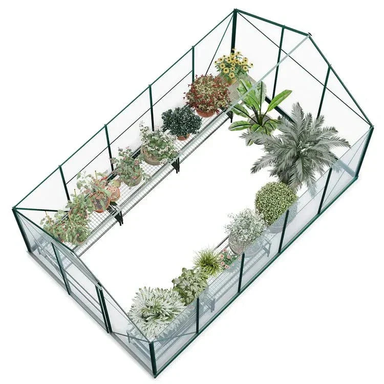 Rosette Hobby 6 x 10 Aluminium Greenhouse with Polycarbonate Glazing