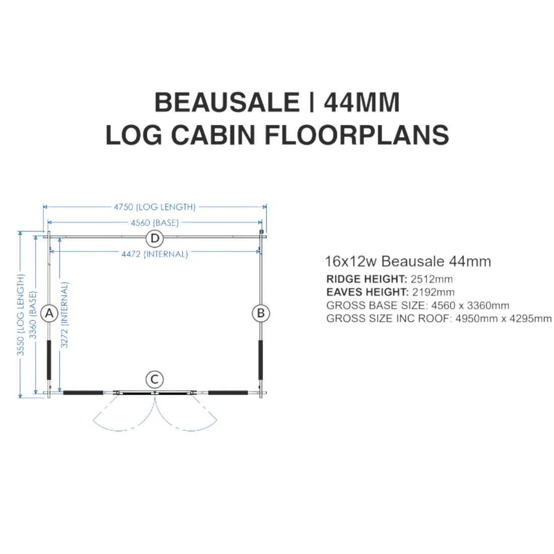 Wildlands 16 x 12 The Beausale 44mm Log Cabin