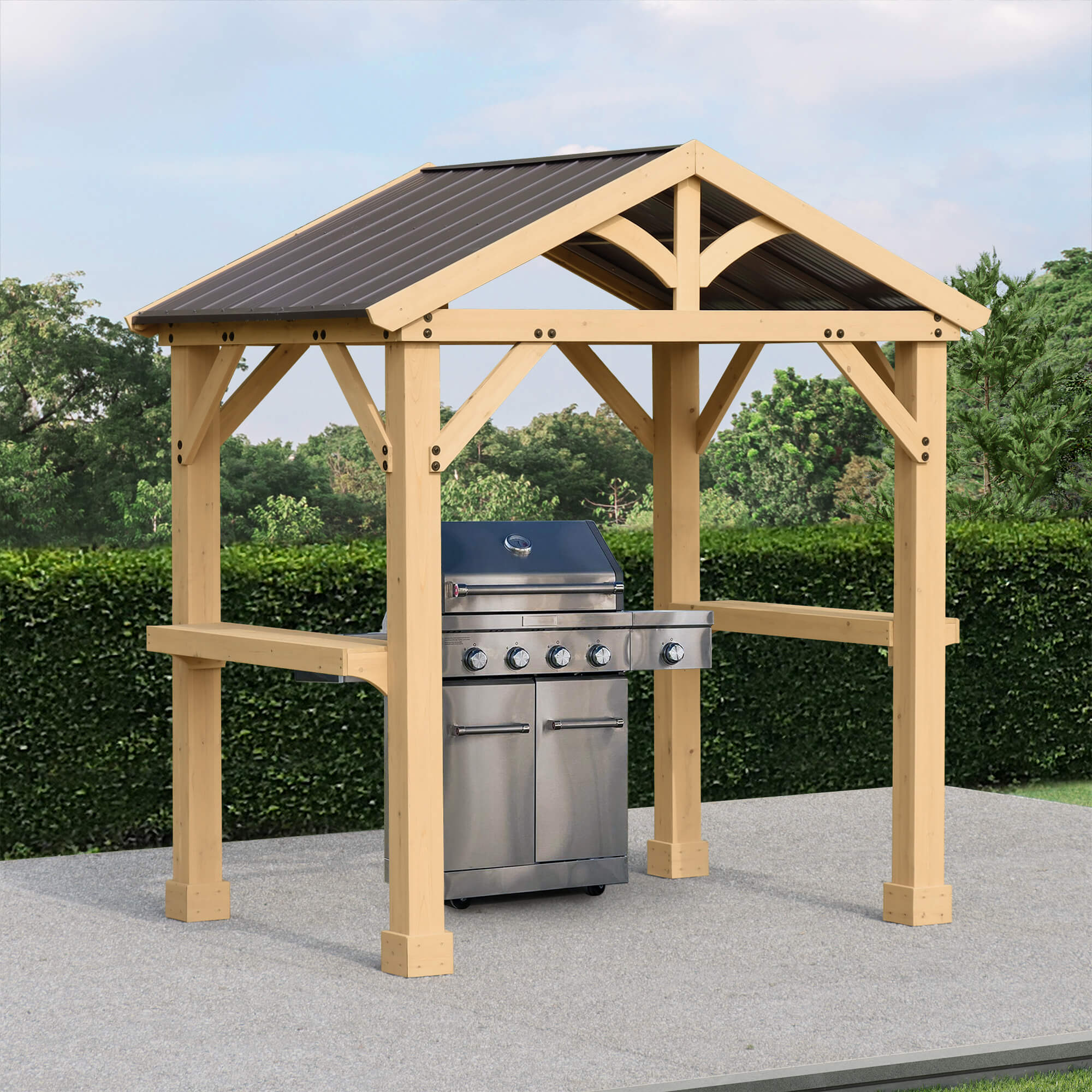 Yardistry 5.8ft x 8ft (1.7m x 2.4m) Meridian Grilling Pavilion Gazebo